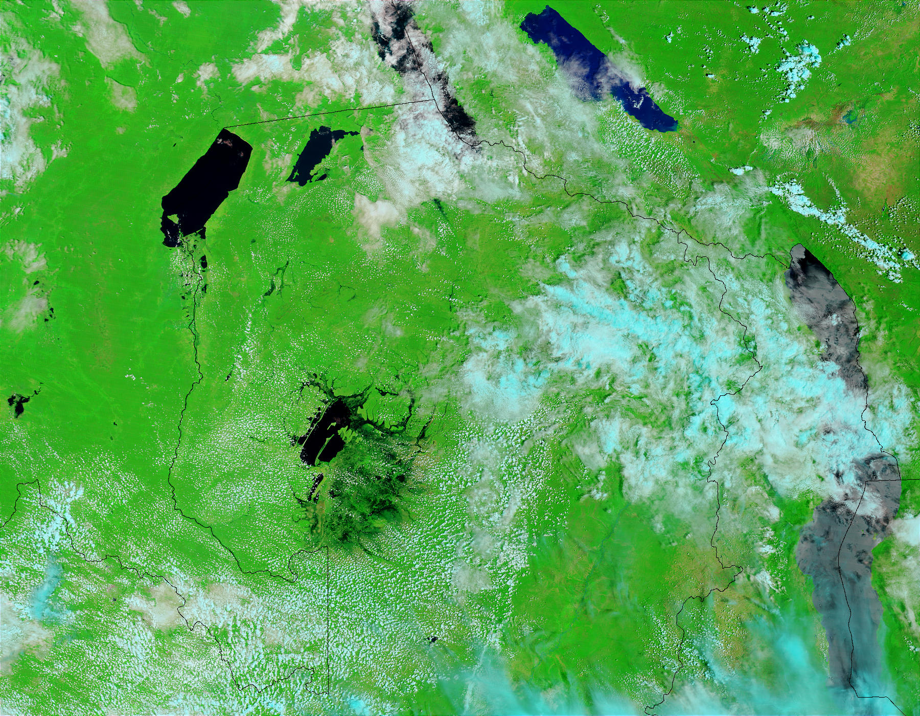 Floods in Zambia (false color)