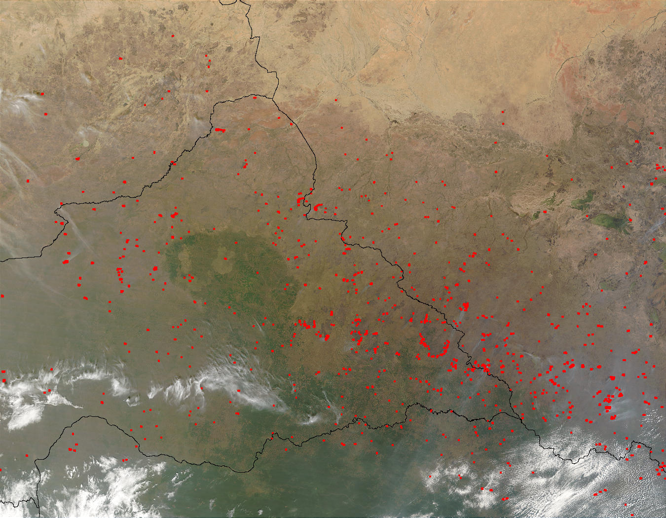 Fires in Central Africa (morning overpass) - related image preview
