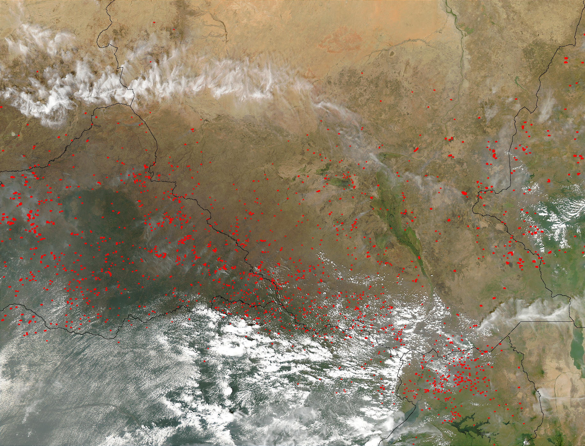 Fires in Central Africa (afternoon overpass) - related image preview