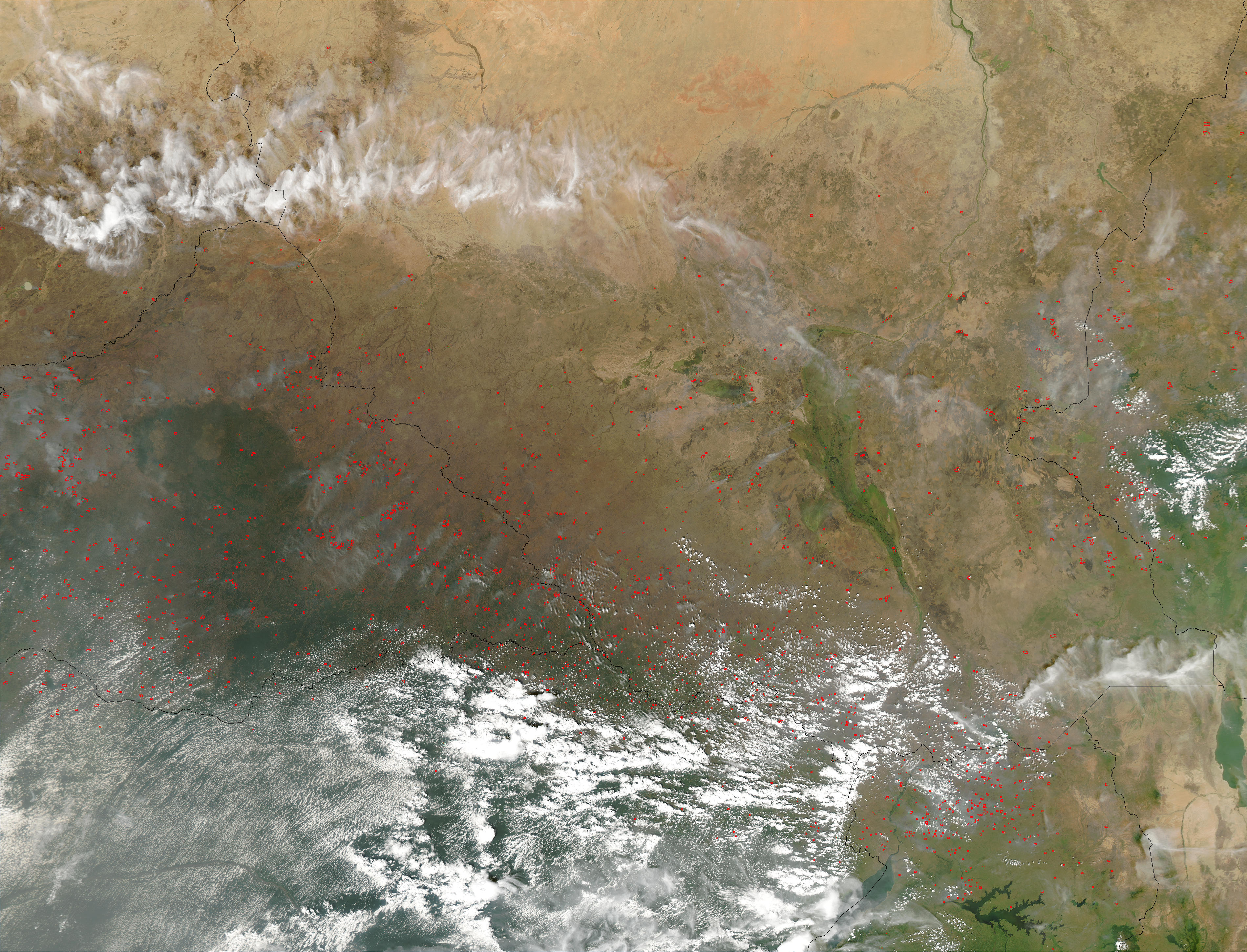 Fires in Central Africa (afternoon overpass) - related image preview