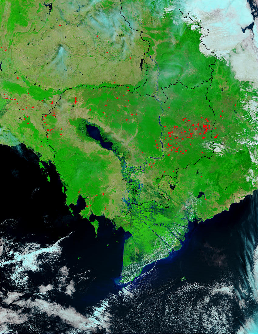 Fires in Indochina (morning overpass) (false color) - related image preview