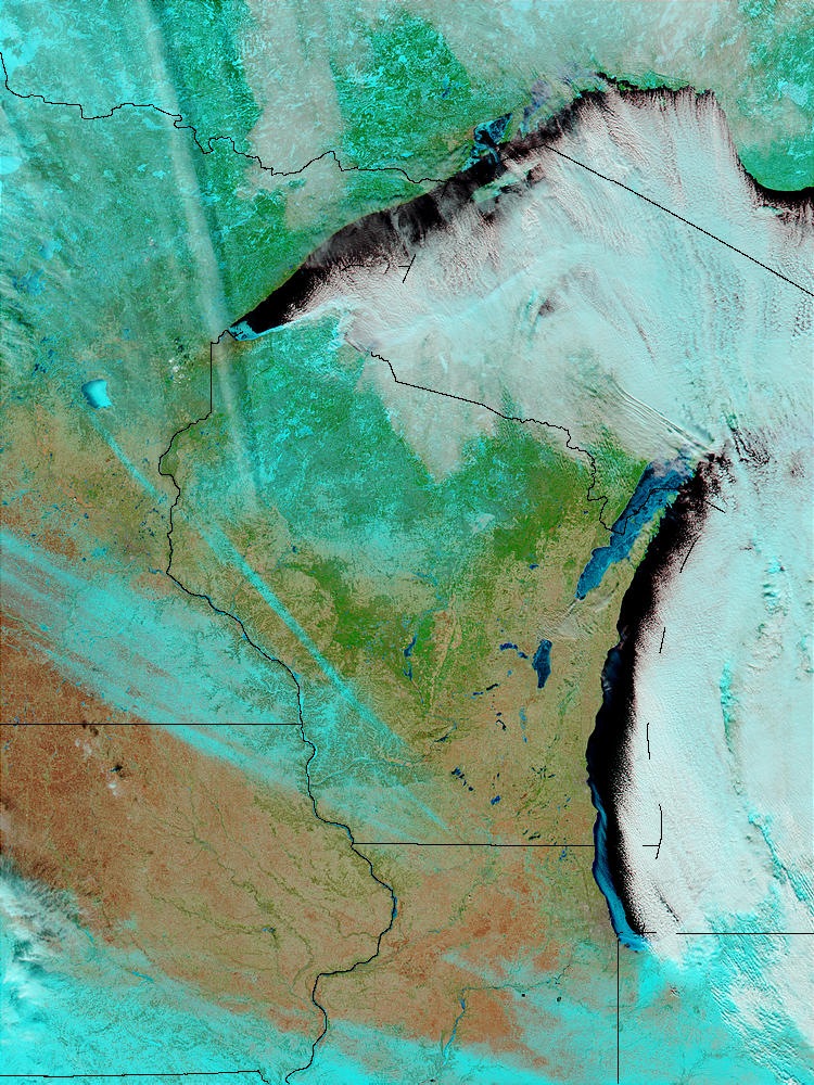 Snow and ice in Wisconsin (false color) - related image preview