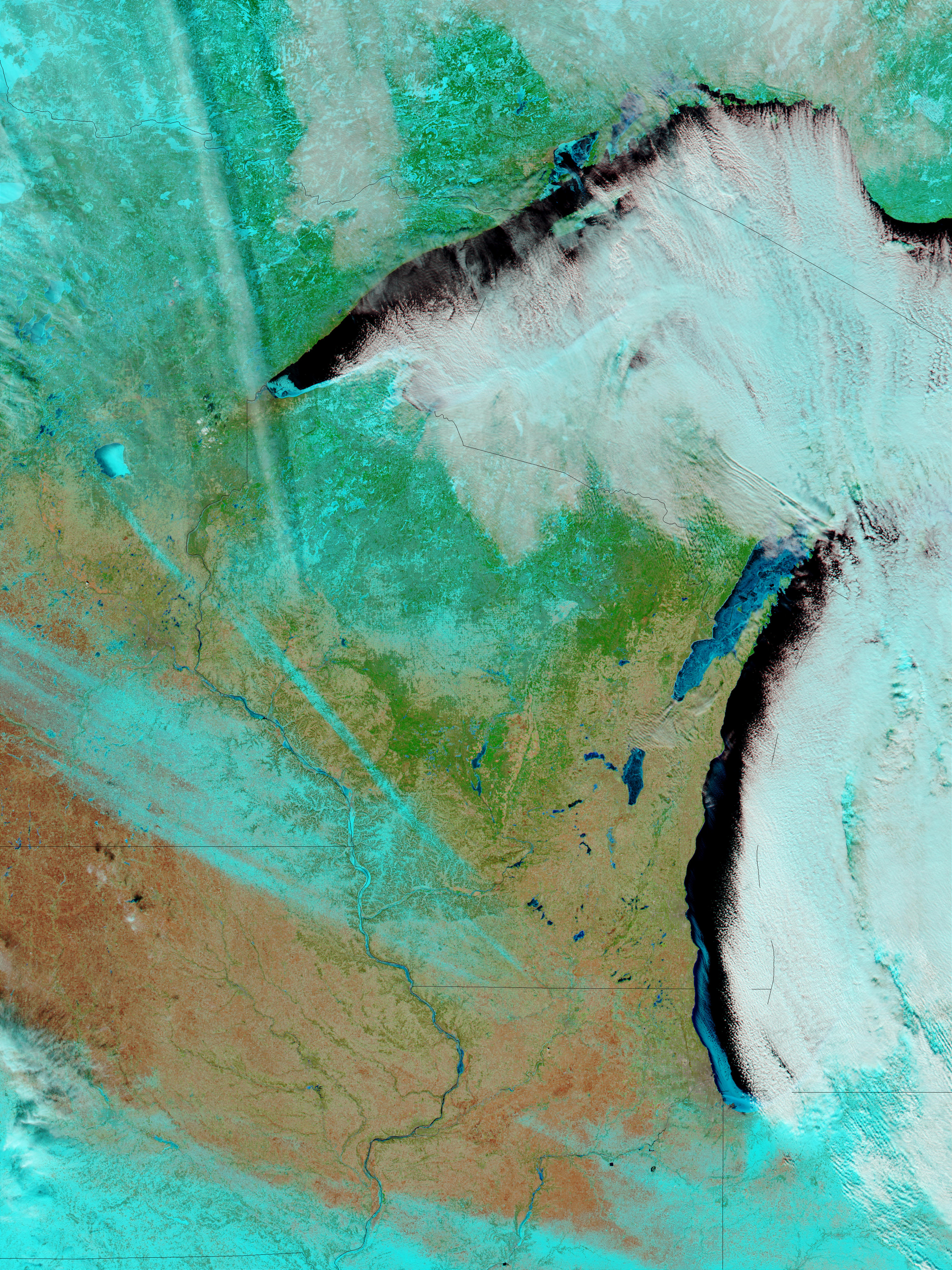 Snow and ice in Wisconsin (false color) - related image preview