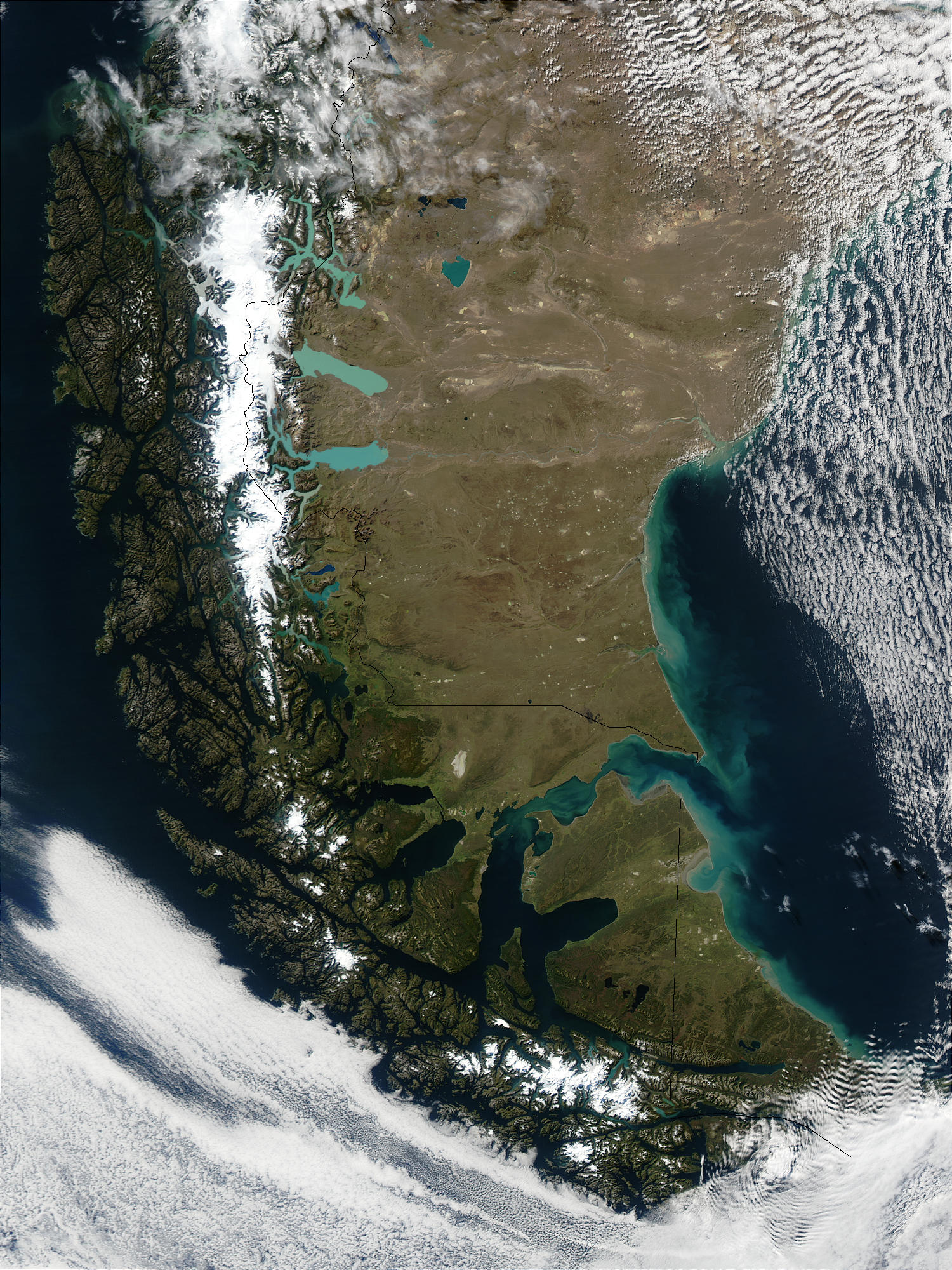 Southern tip of Chile and Argentina