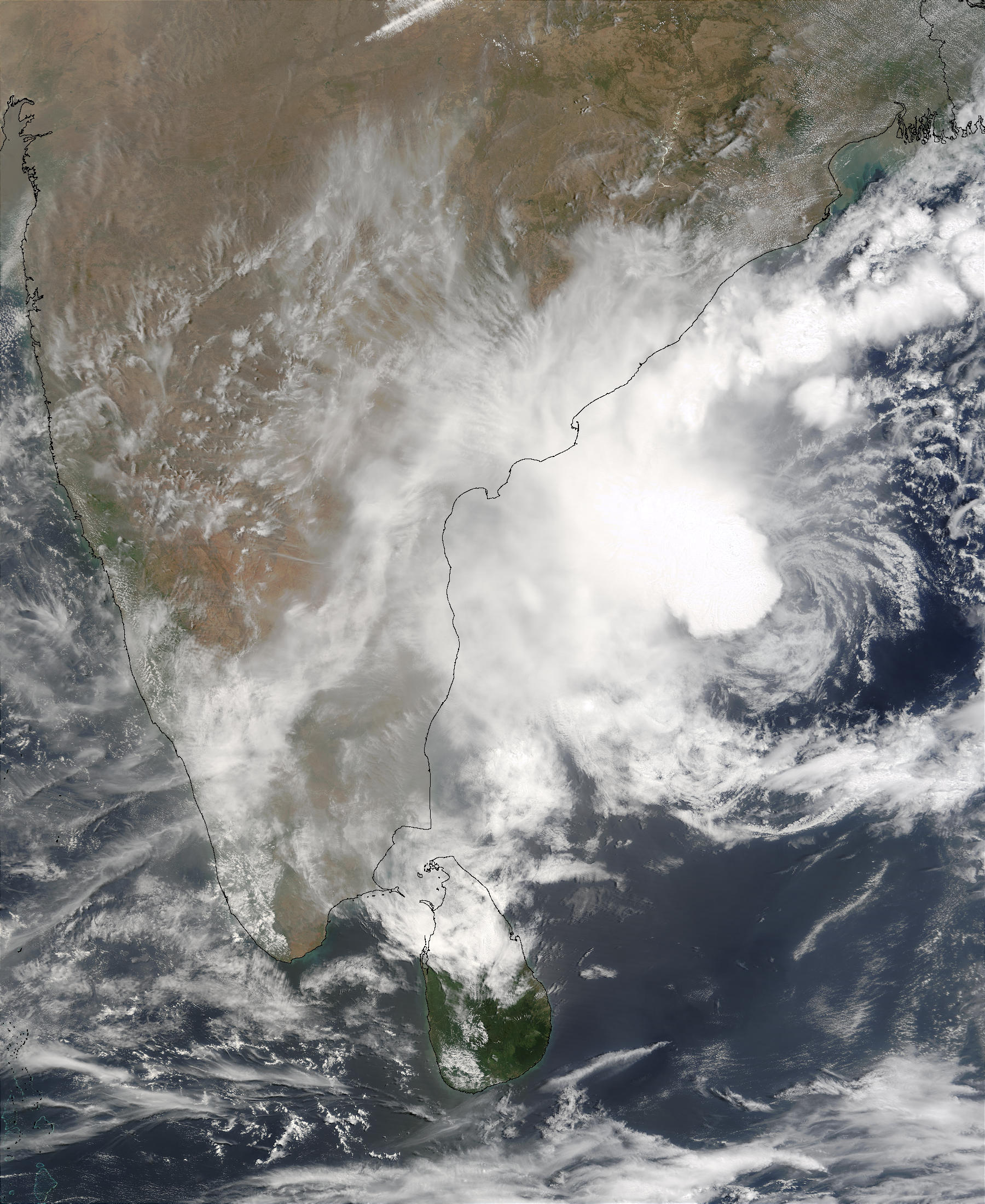 Tropical Cyclone 01B Off India And Sri Lanka