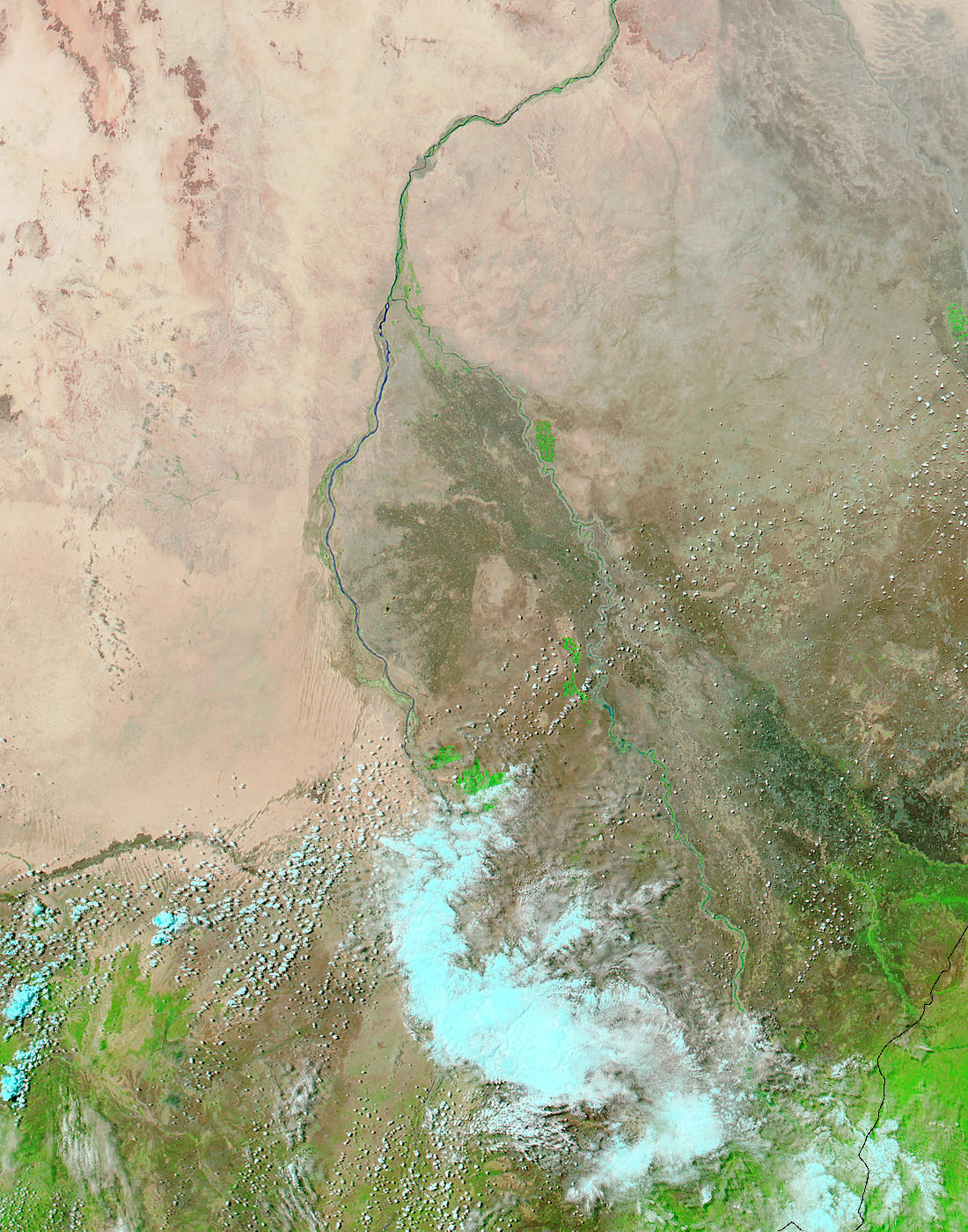 The Blue and White Nile junction, Sudan (false color, before floods) - related image preview