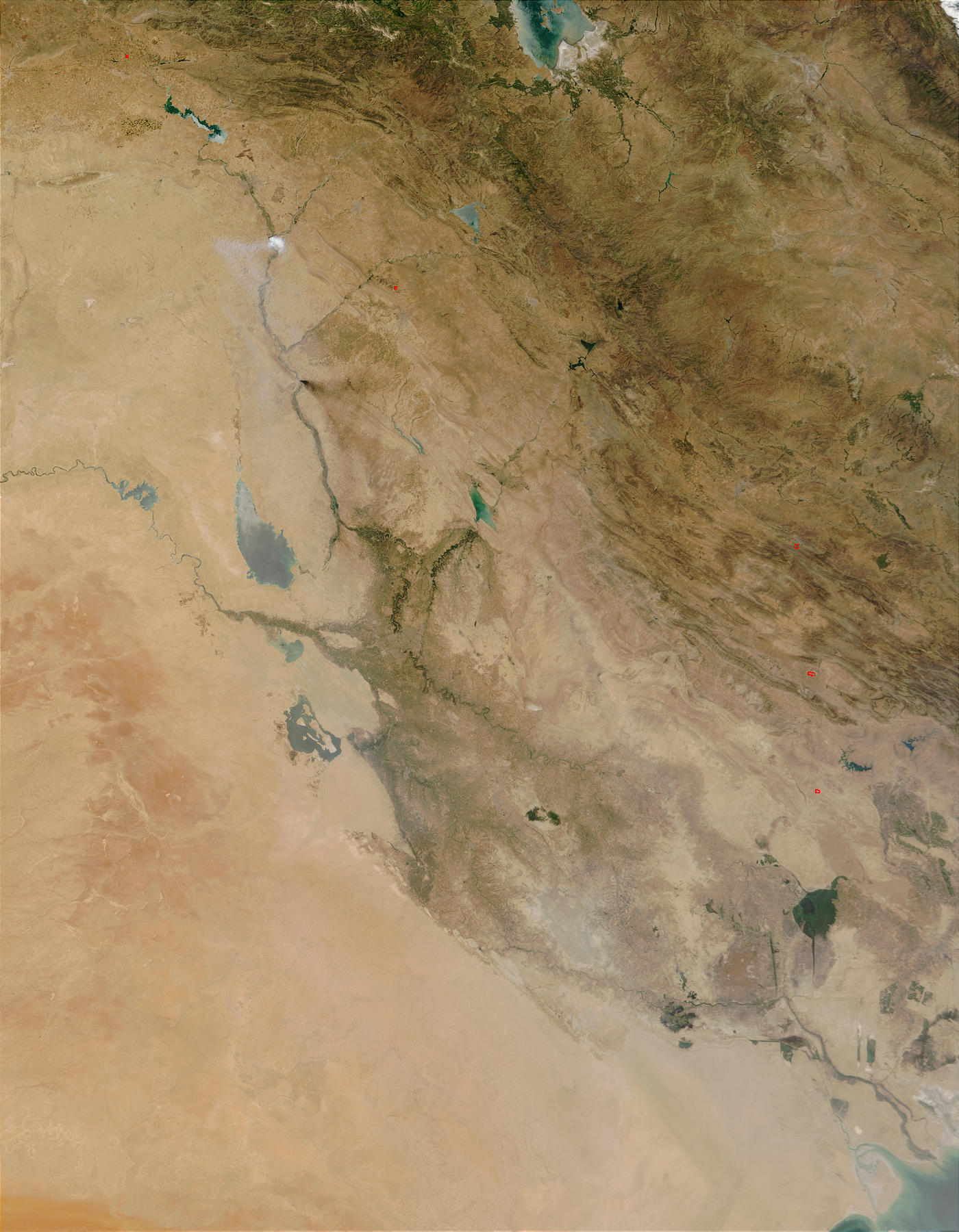 Toxic sulfur dioxide smoke across Iraq (morning overpass) - related image preview