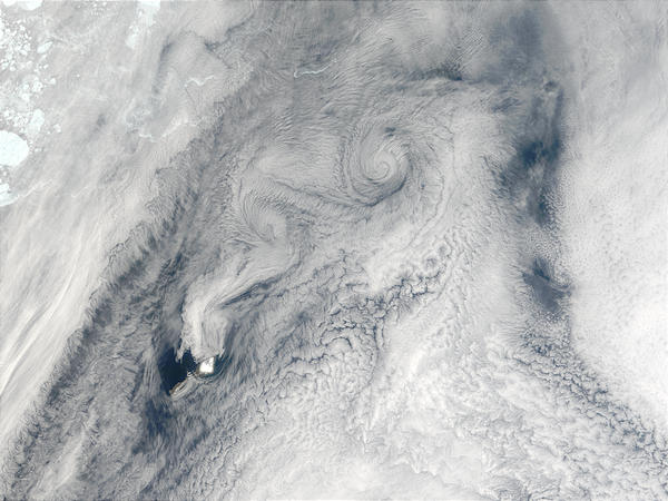 Cloud vortices off Jan Mayen Island, Greenland Sea - related image preview