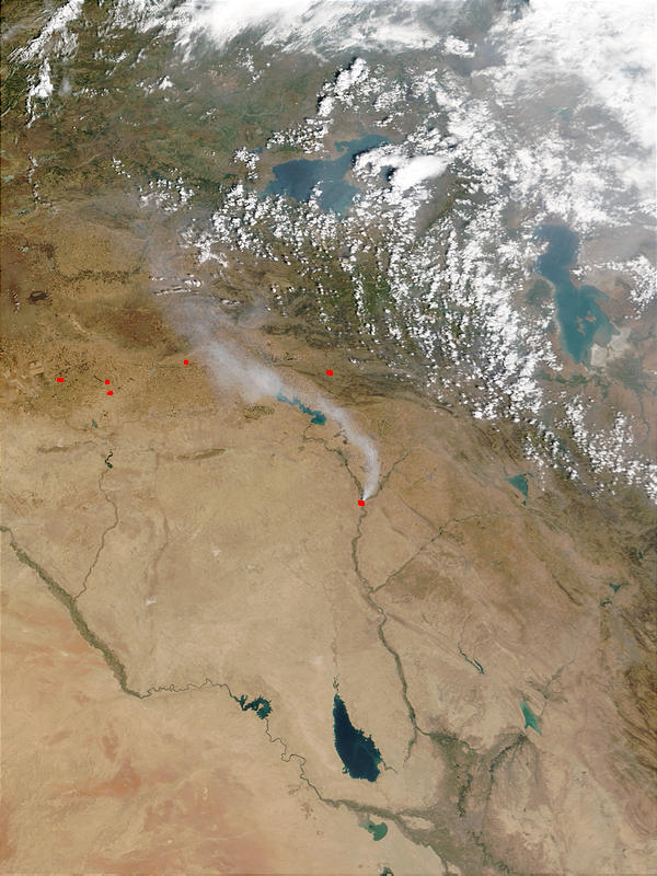 Toxic smoke plume from sulfur fire in Northern Iraq (morning overpass) - related image preview