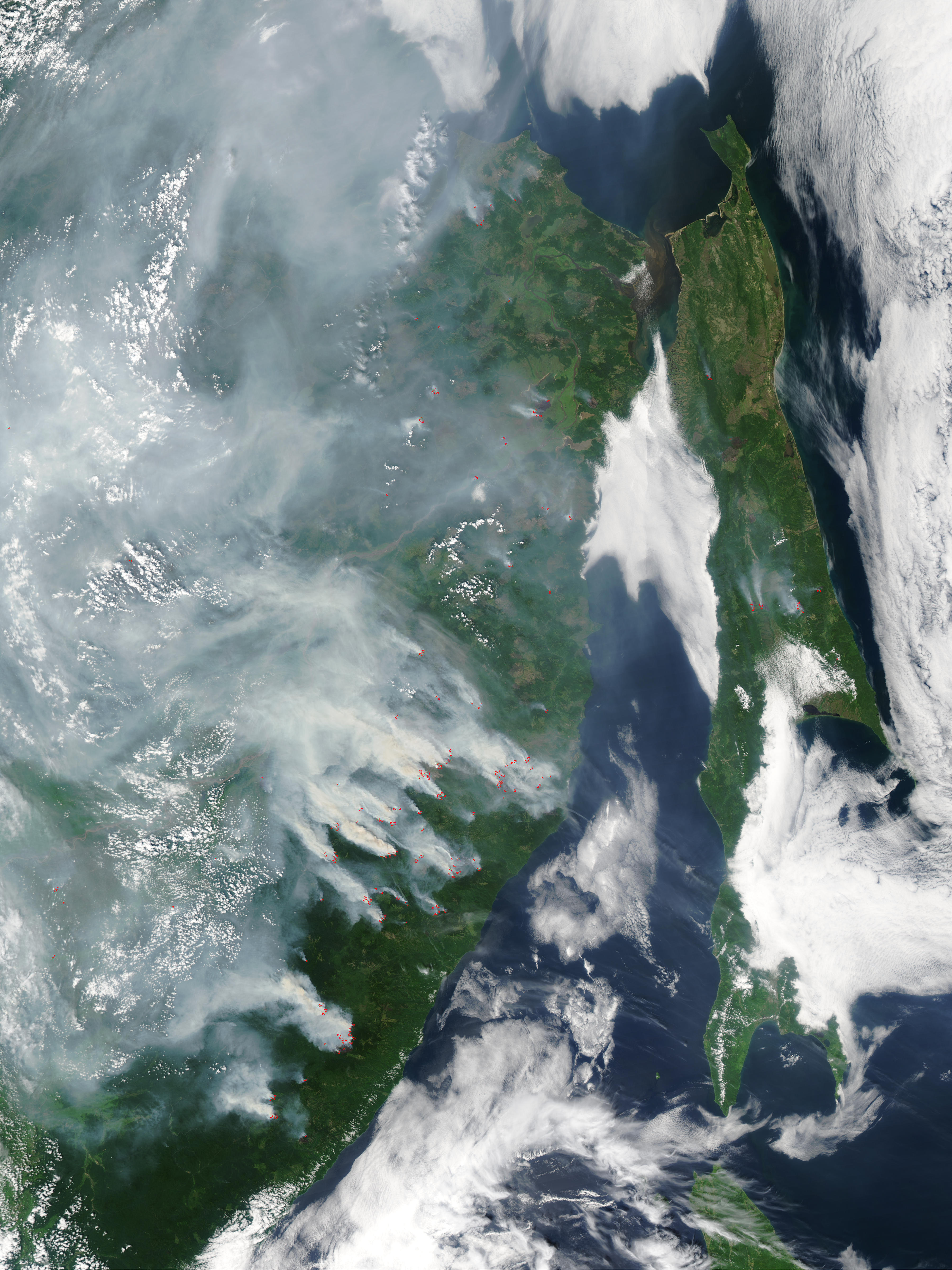 Fires and smoke across in Eastern Russia (afternoon overpass) - related image preview