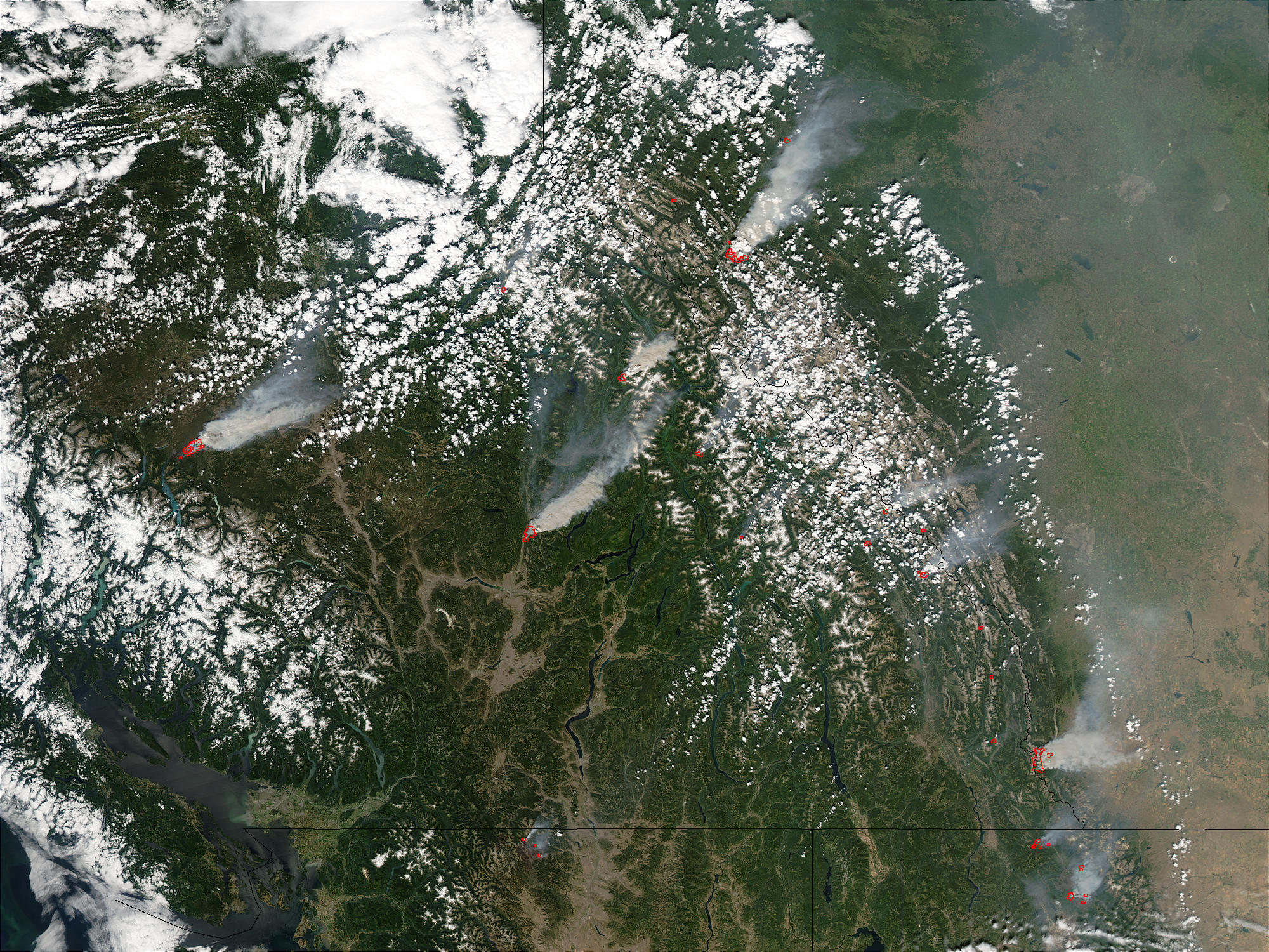 Fires and smoke across British Columbia and Alberta (afternoon overpass) - related image preview