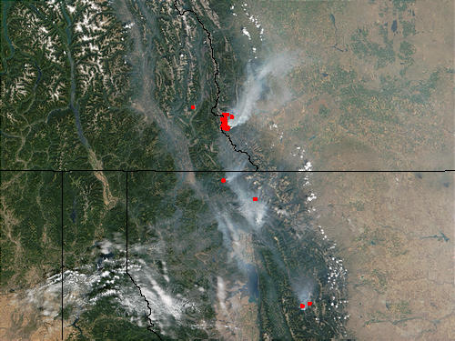 Fires in Montana and Alberta (morning overpass) - related image preview