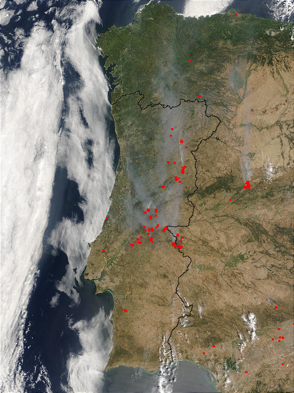 Fires and smoke across Portugal (morning overpass) - related image preview