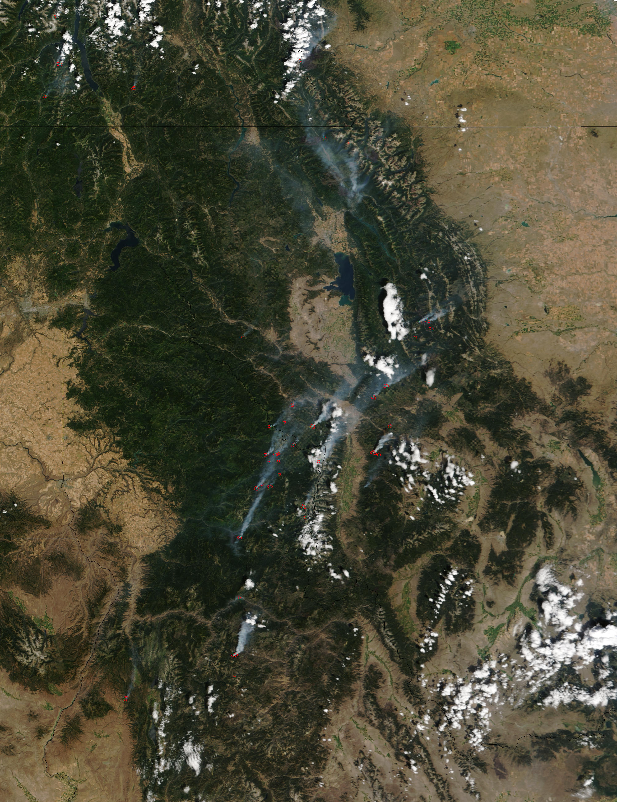 Fires in Idaho and Montana (morning overpass) - related image preview