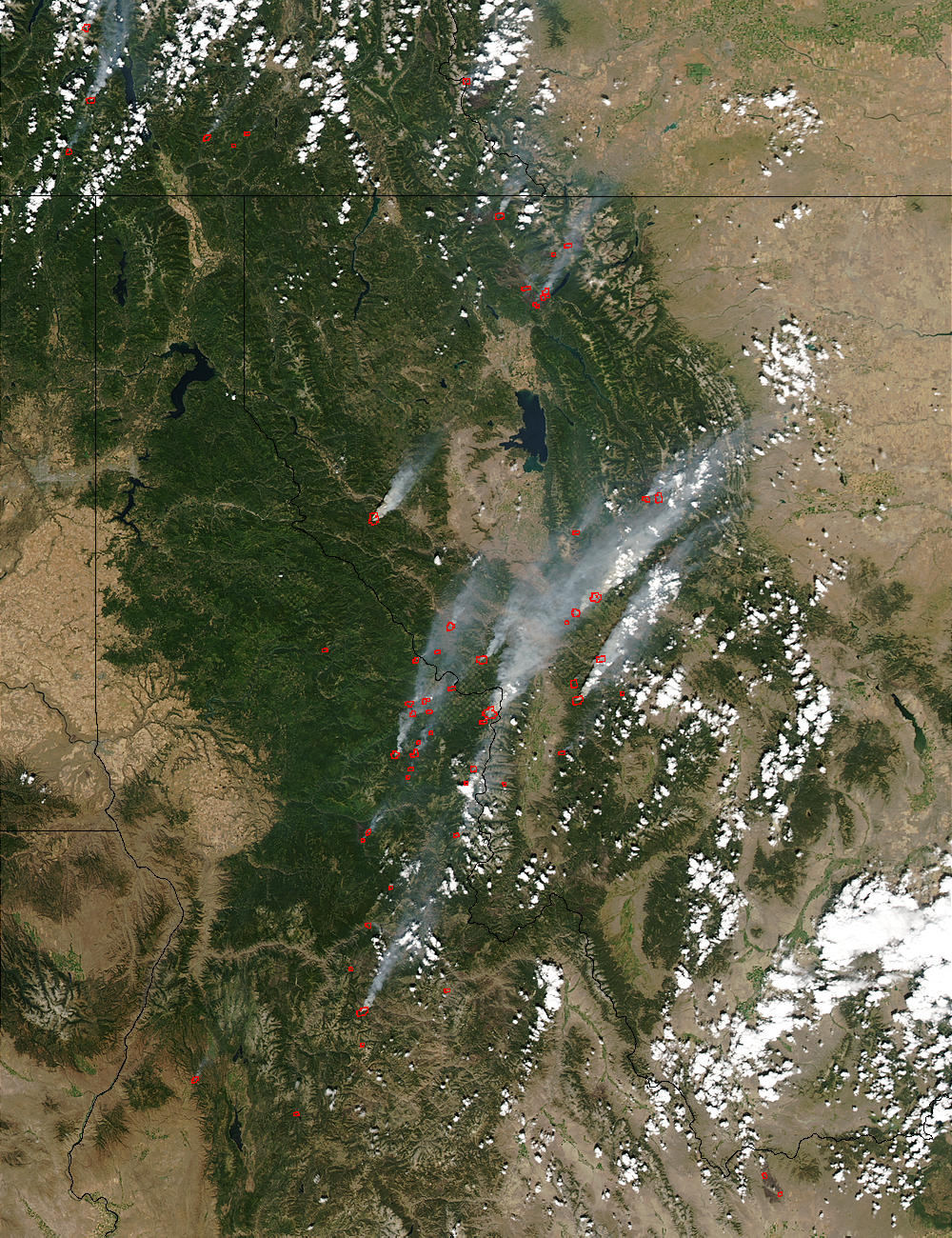 Fires in Idaho and Montana (afternoon overpass) - related image preview