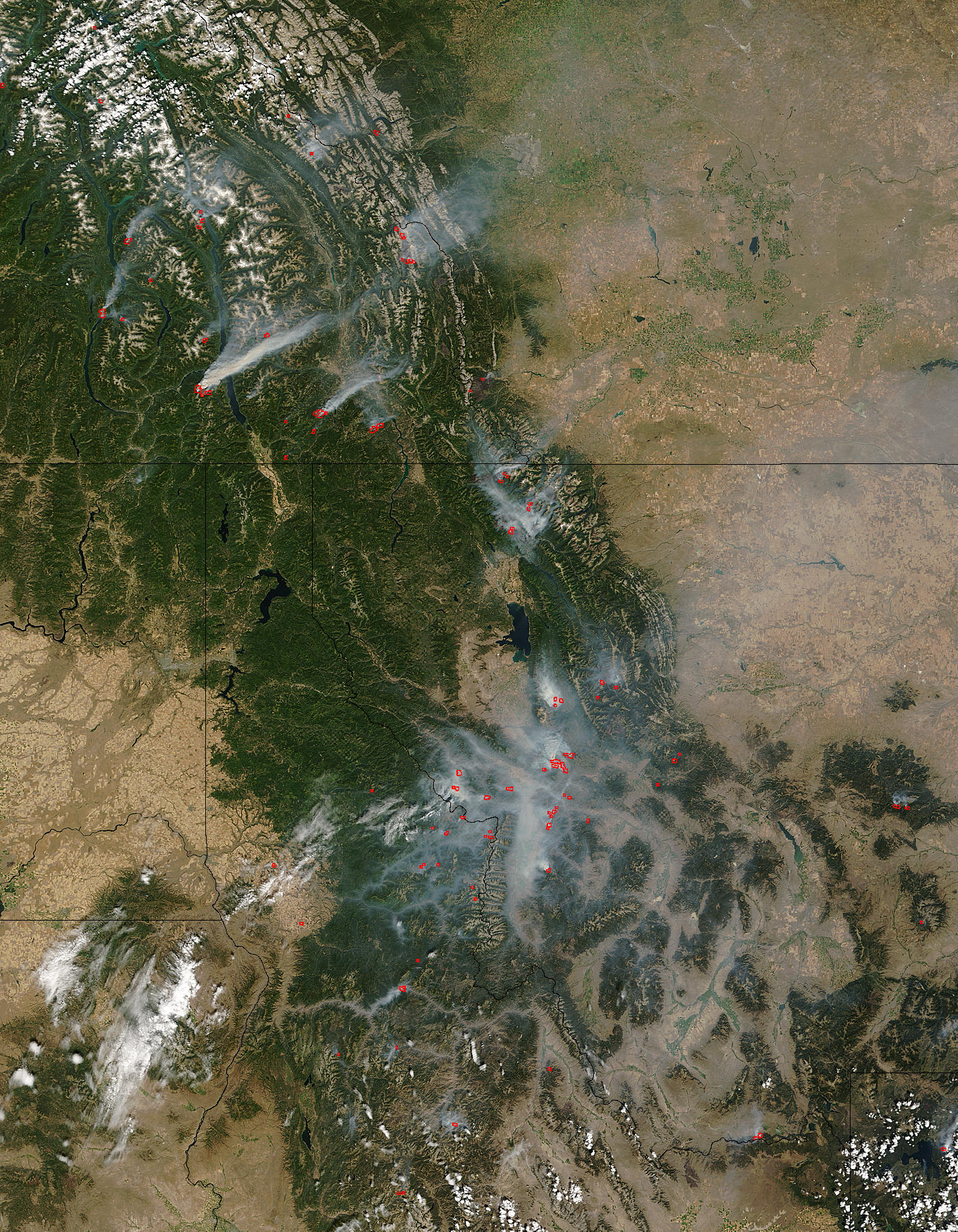 Fires in Idaho, Montana, and Canada (morning overpass) - related image preview