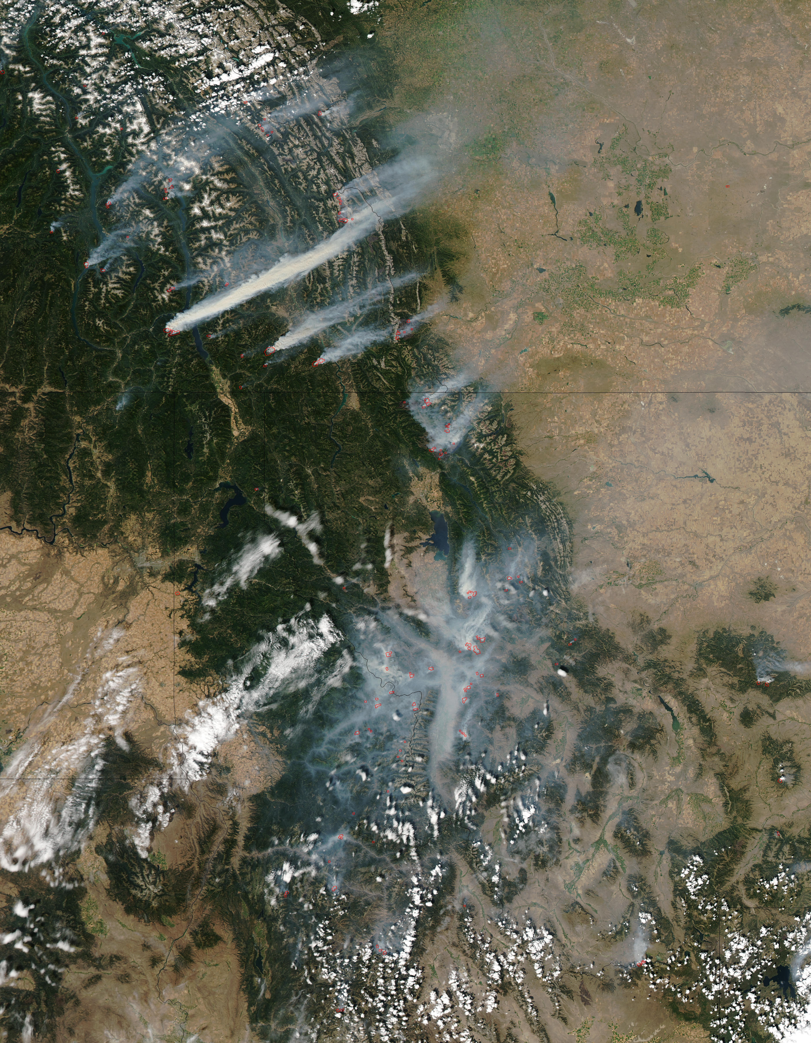 Fires in Idaho, Montana, and Canada (afternoon overpass) - related image preview