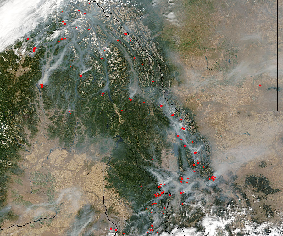 Fires and smoke in Idaho, Montana, and British Columbia - related image preview