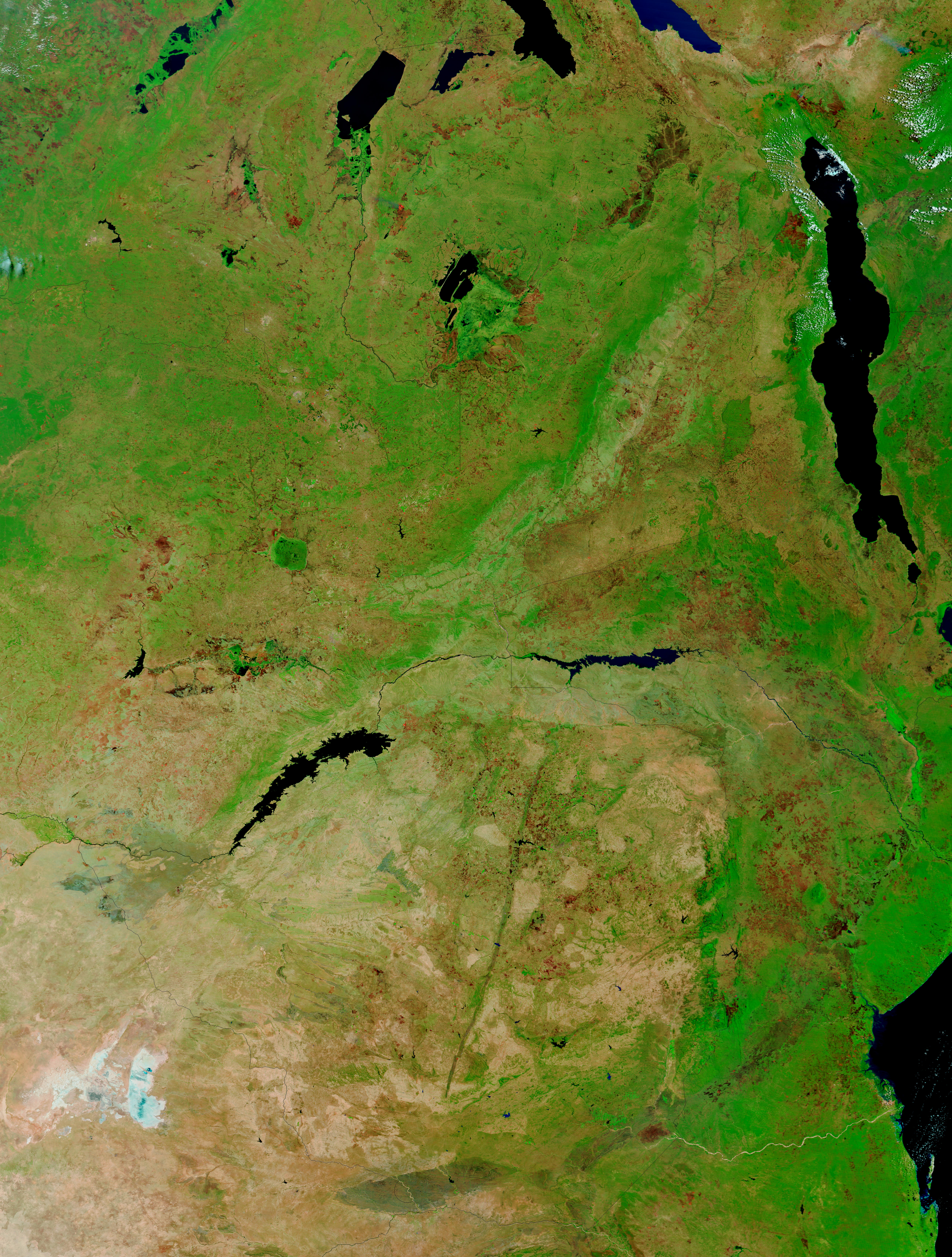 Fires across Zambia (false color) - related image preview