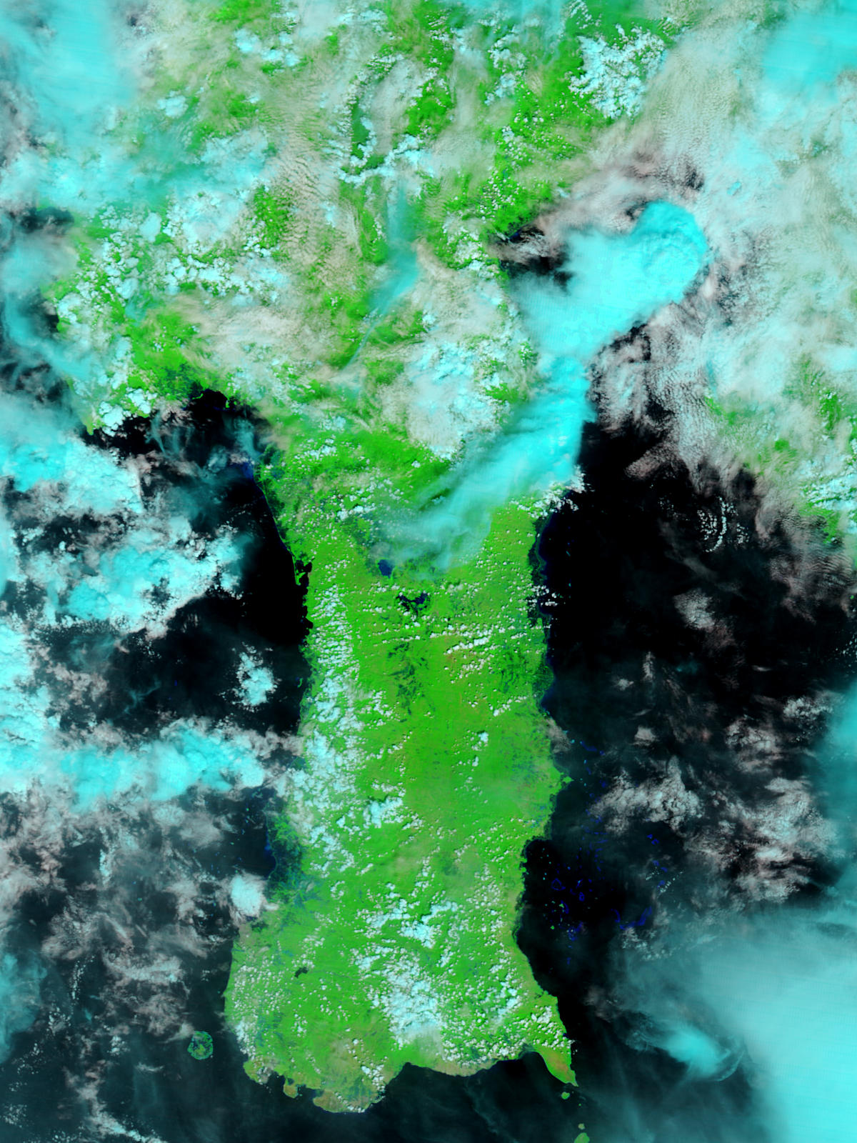 Sulawesi Island, Indonesia (before floods, false color) - related image preview