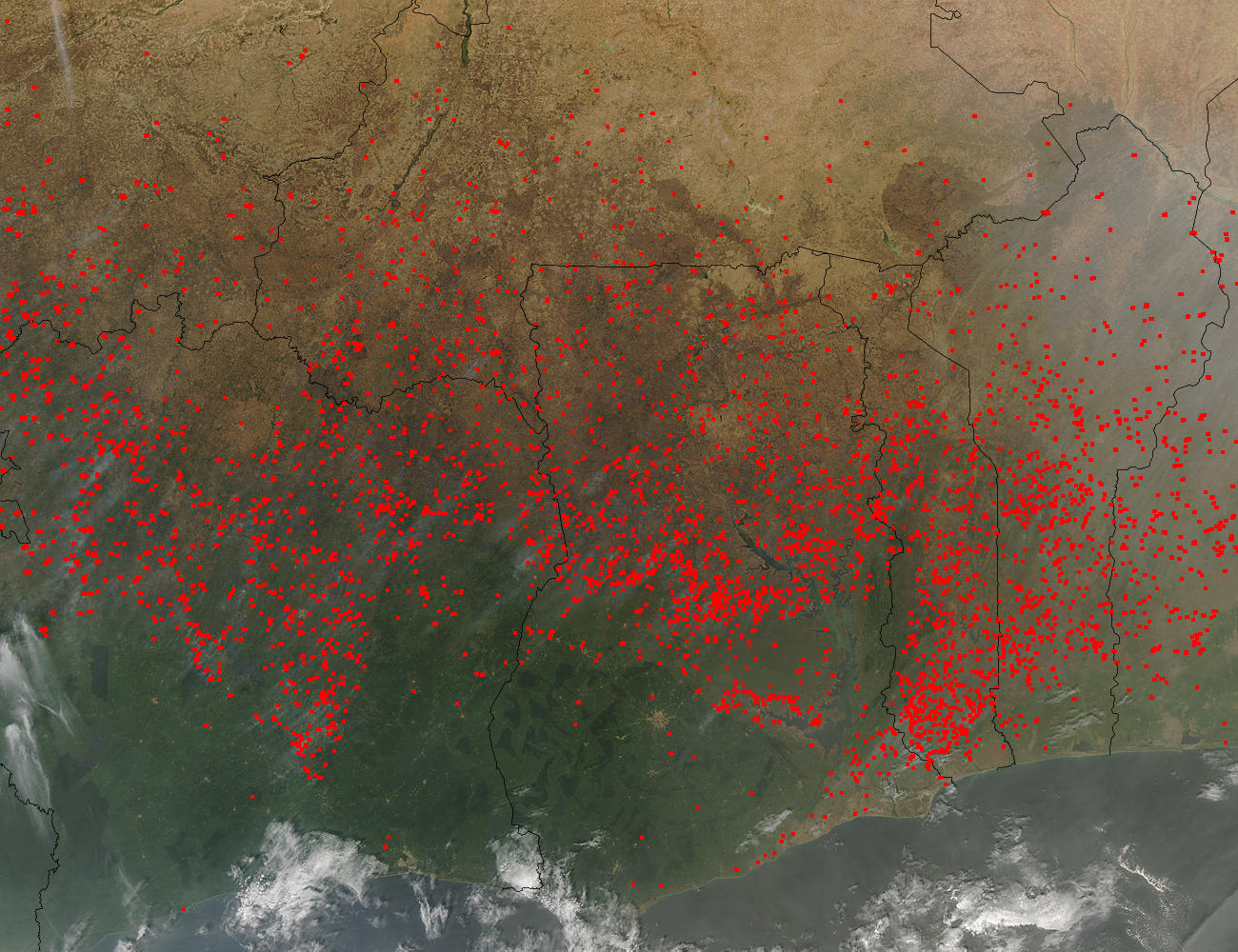 Fires in western Africa (afternoon overpass) - related image preview