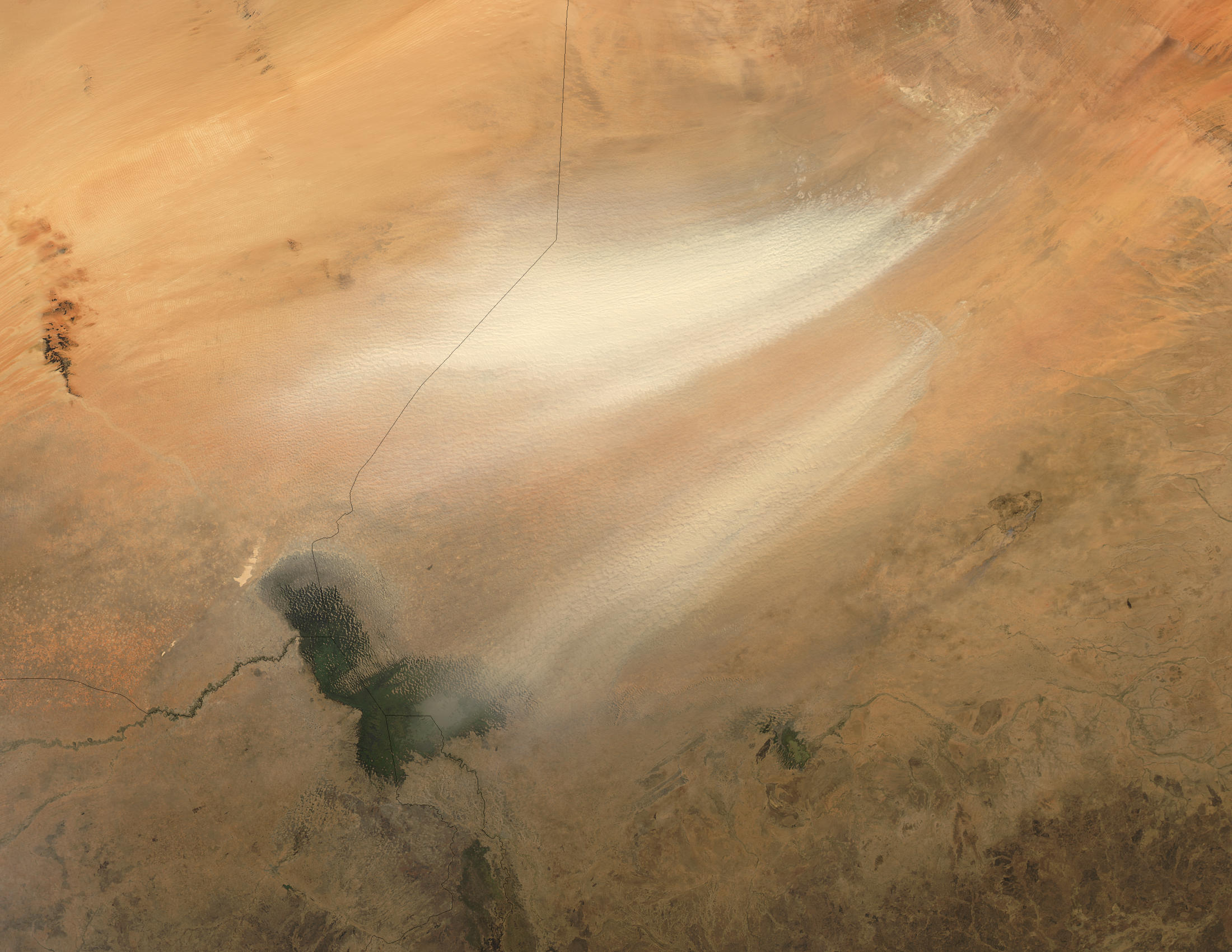 Dust storm in Bodele Depression, Chad (afternoon overpass) - related image preview