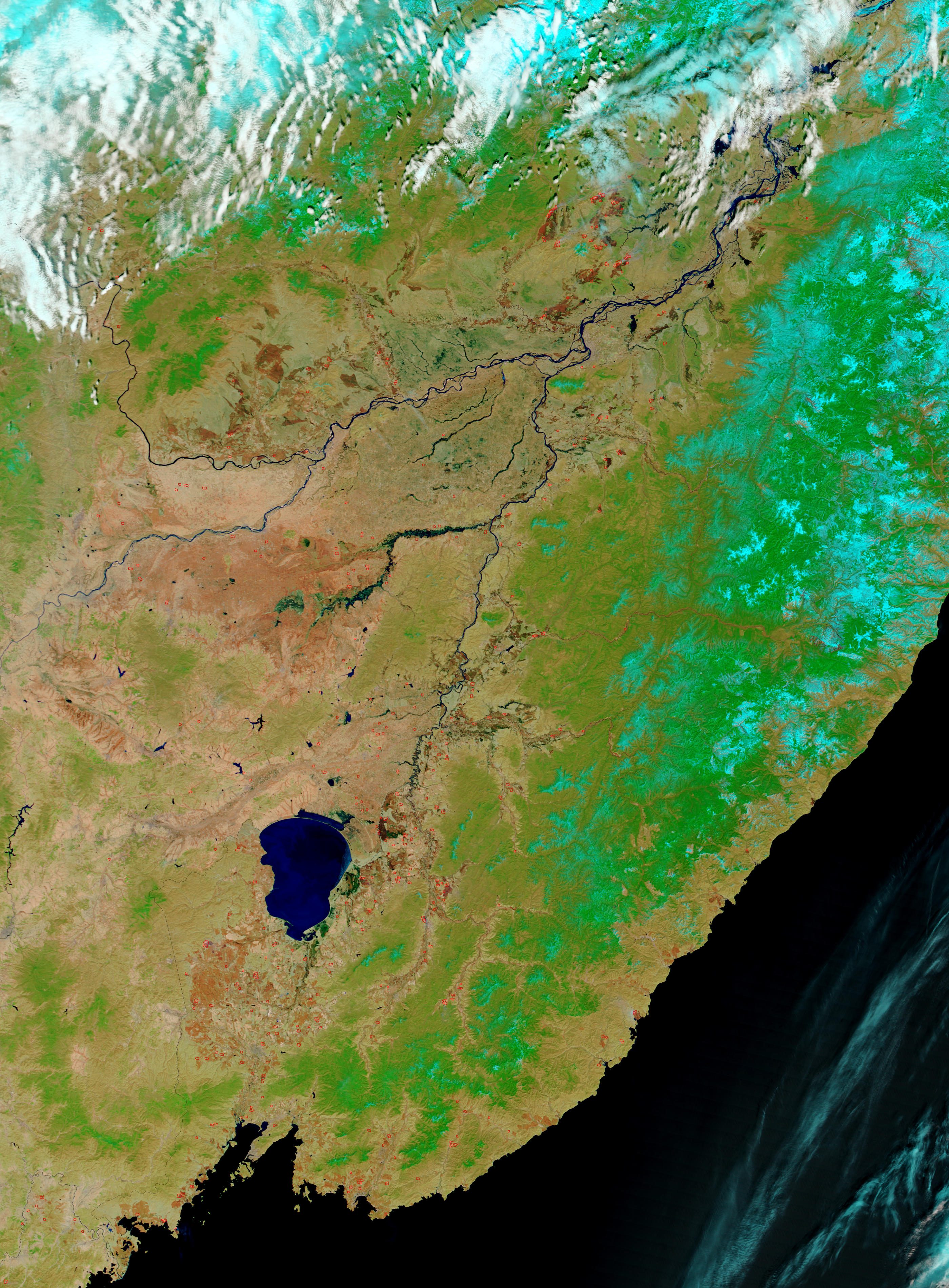 Fires and burn scars in Eastern Russia (false color) - related image preview