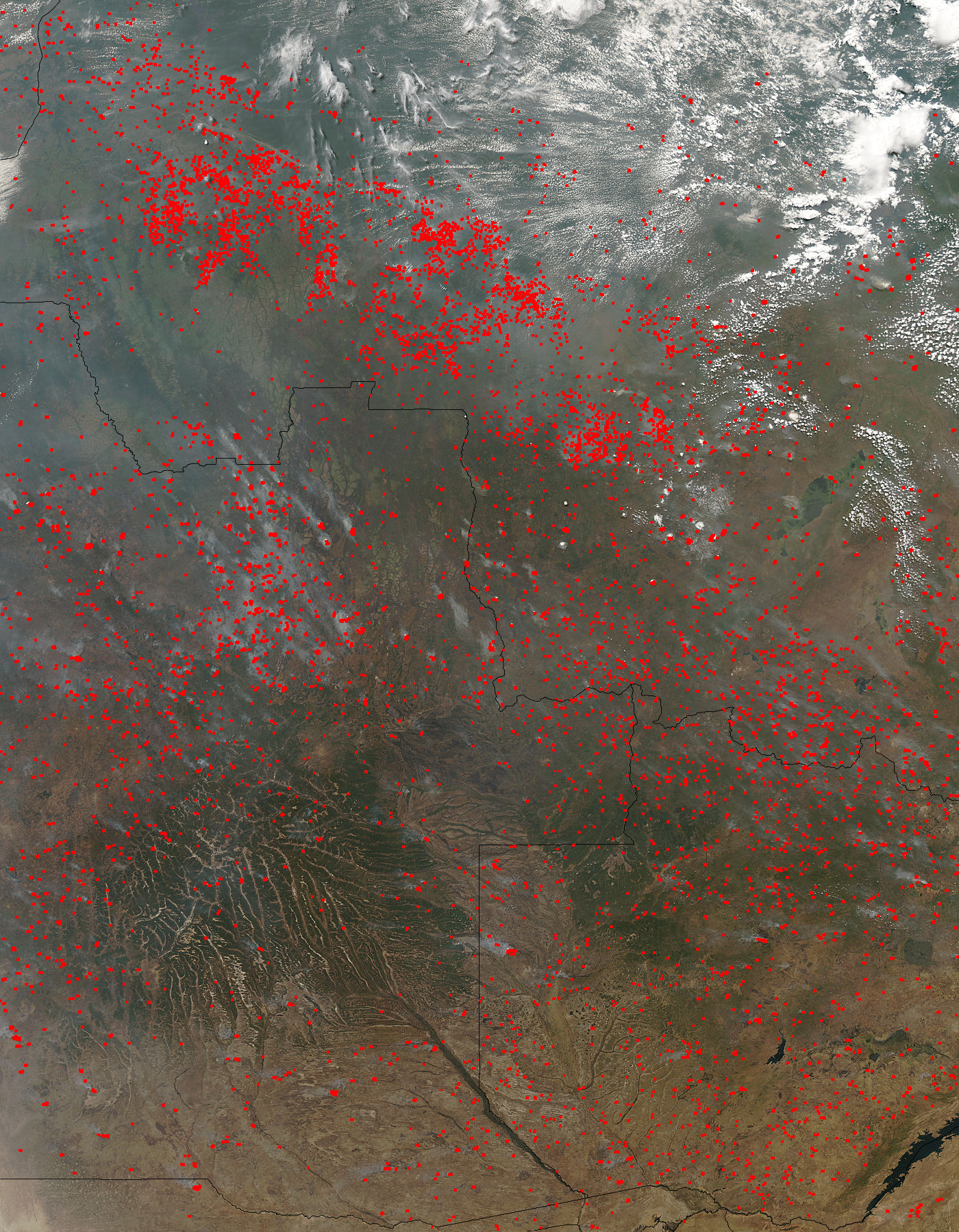 Fires and smoke across South Central Africa - related image preview
