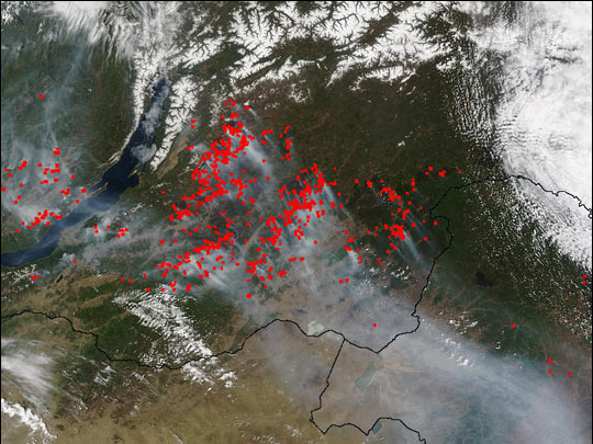 Fires Surrounding Lake Baikal