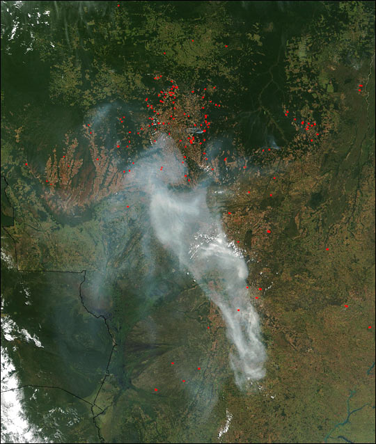 Fires Surrounding Xingu National Park, Brazil