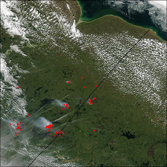 Fires in Manitoba and Ontario