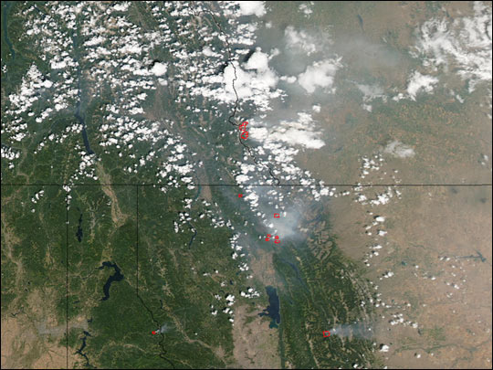 Fires in Montana and Alberta