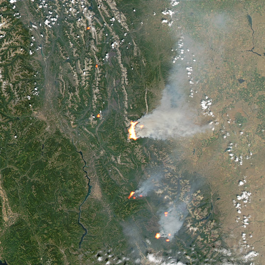Fires in Montana and Alberta