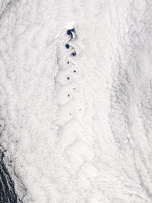 Cloud vortices off Jan Mayen Island, Greenland Sea - related image preview
