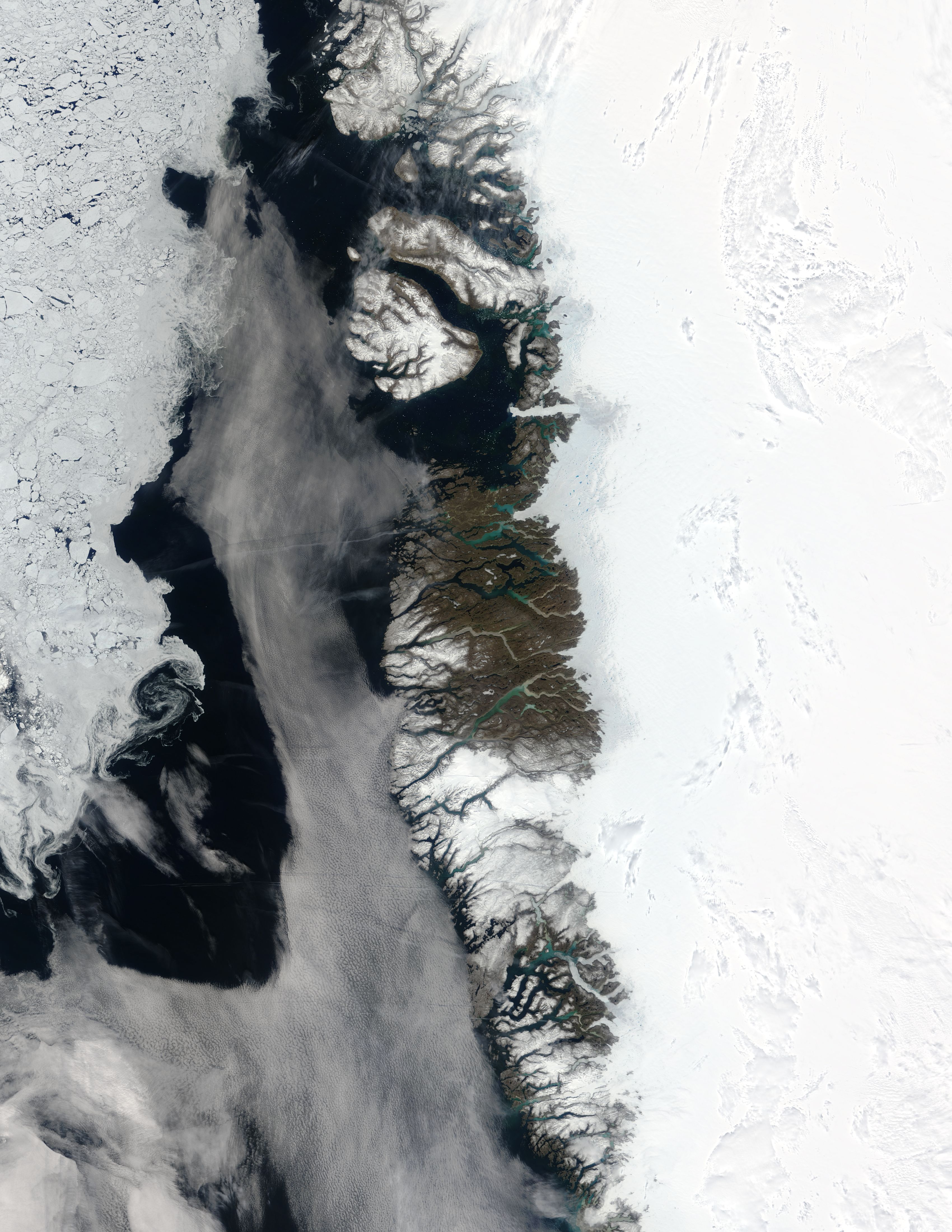 Meltwater ponds along Greenland West Coast