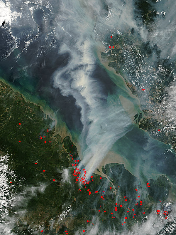 Fires And Smoke On Sumatra, Indonesia (morning Overpass)