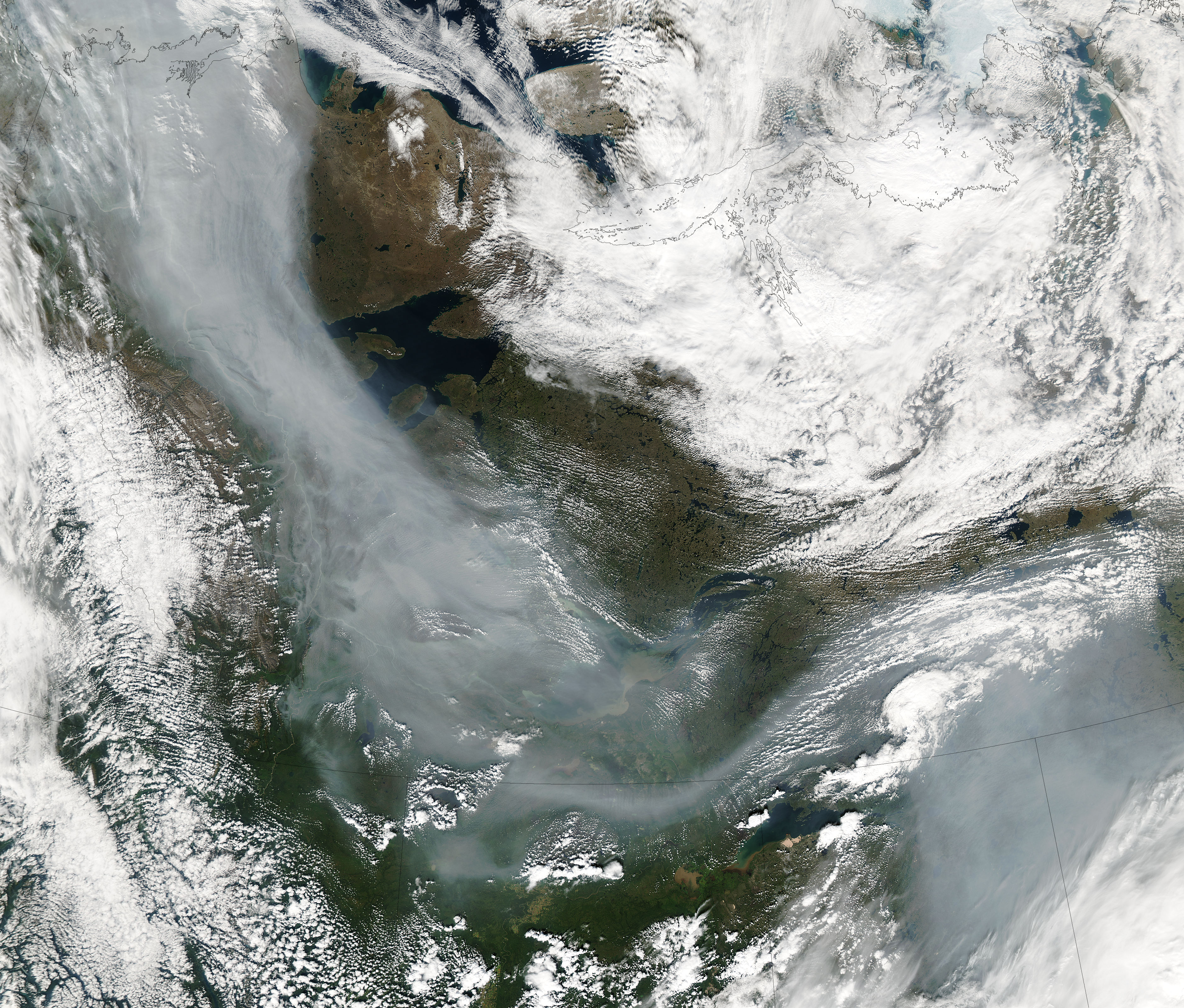 Smoke from Alaska wildfires across northwestern Canada - related image preview