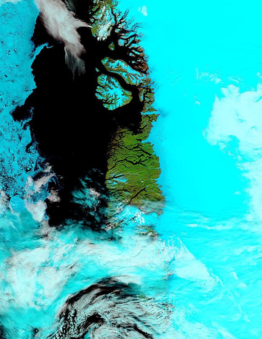 Meltwater ponds along Greenland West Coast (false color) - related image preview