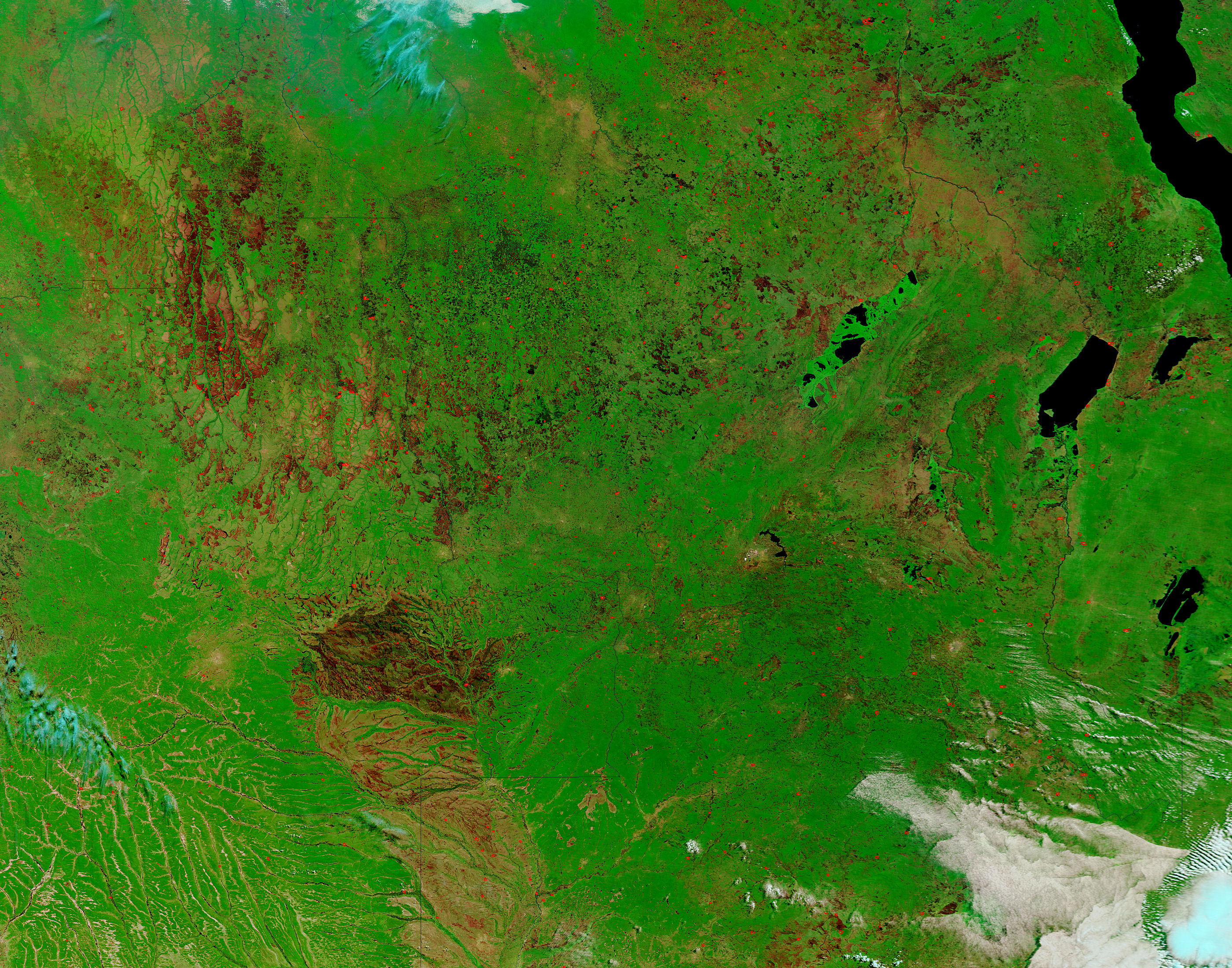Burn scars in central Africa (false color) - related image preview
