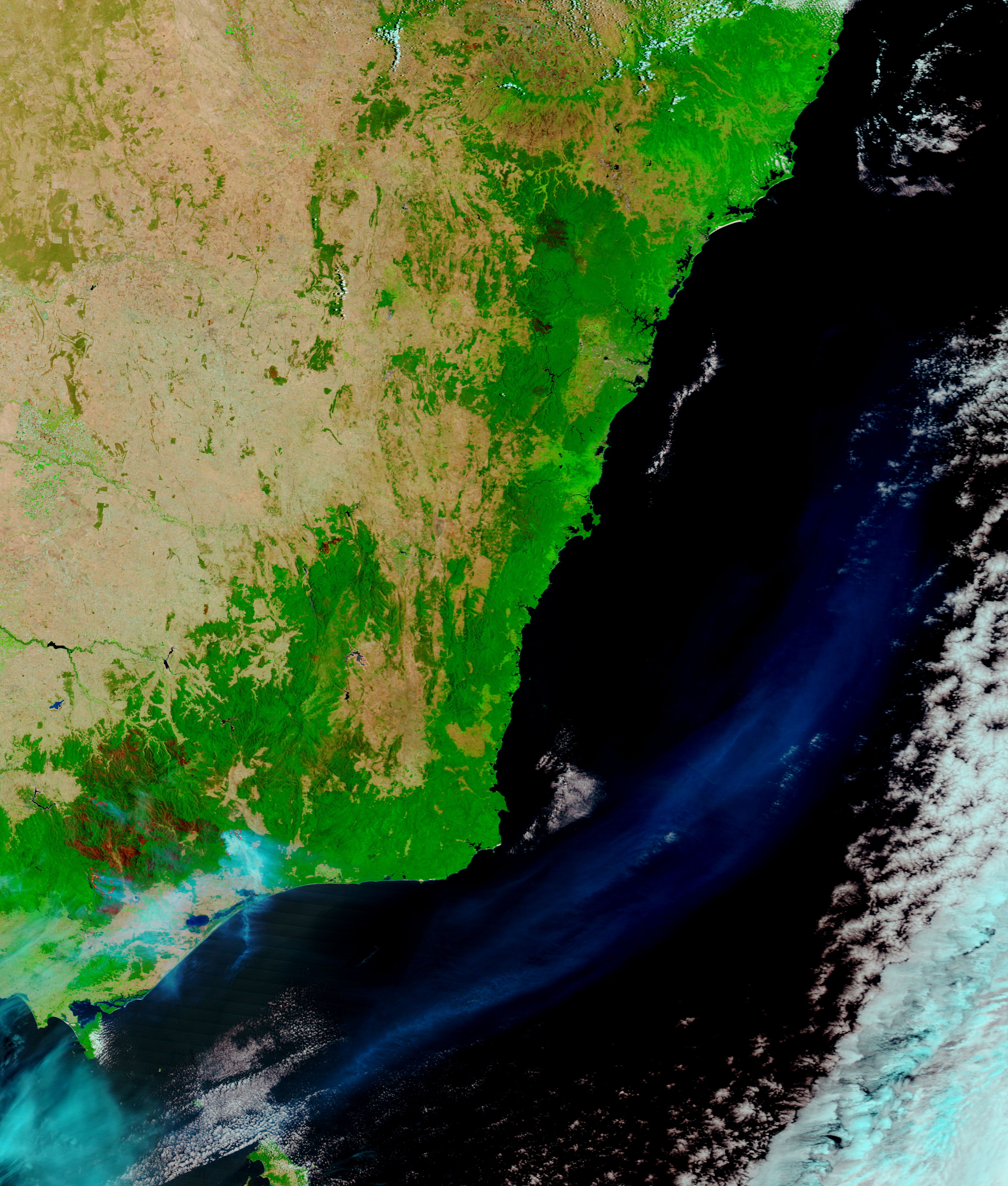 Fires and burn scars in southeast Australia (false color) - related image preview