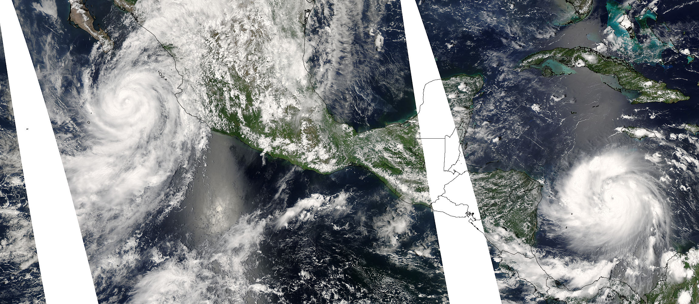 Hurricanes Henriette (11E) and Felix (06L) off Central America - related image preview