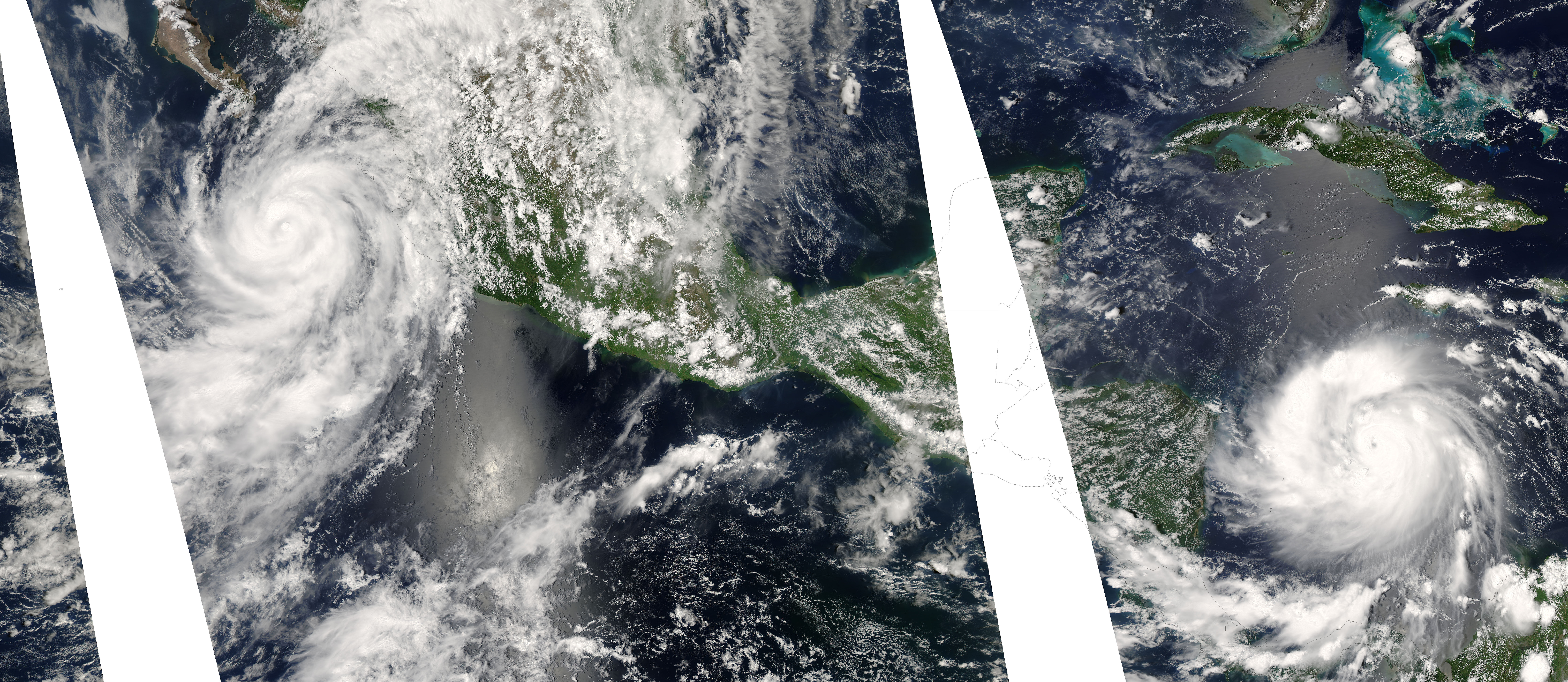 Hurricanes Henriette (11E) and Felix (06L) off Central America - related image preview