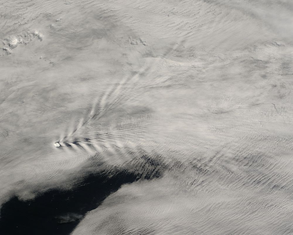 Ship-wave-shaped wave clouds induced by Bouvet Island, South Atlantic Ocean - related image preview