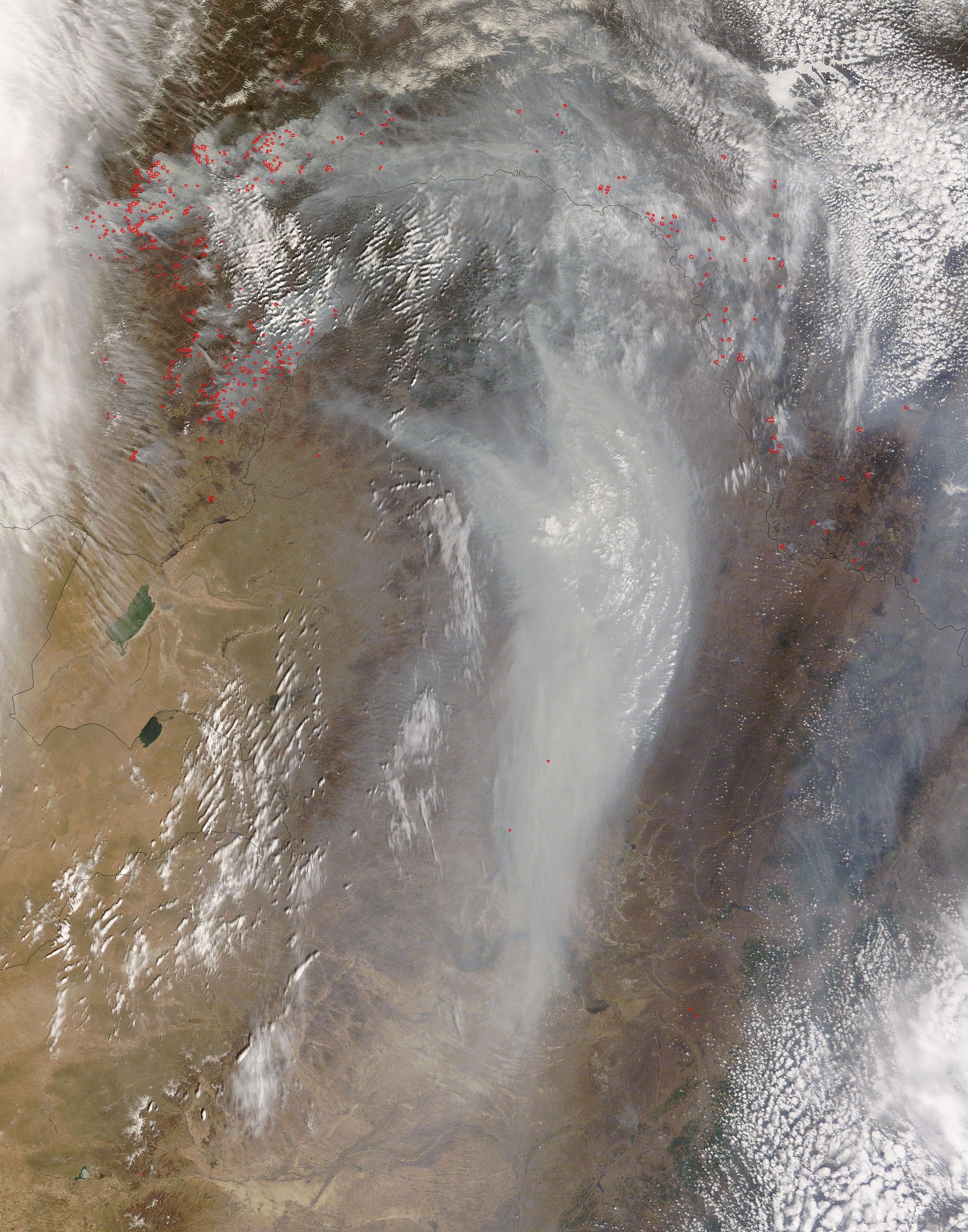 Fires and smoke in eastern Asia - related image preview