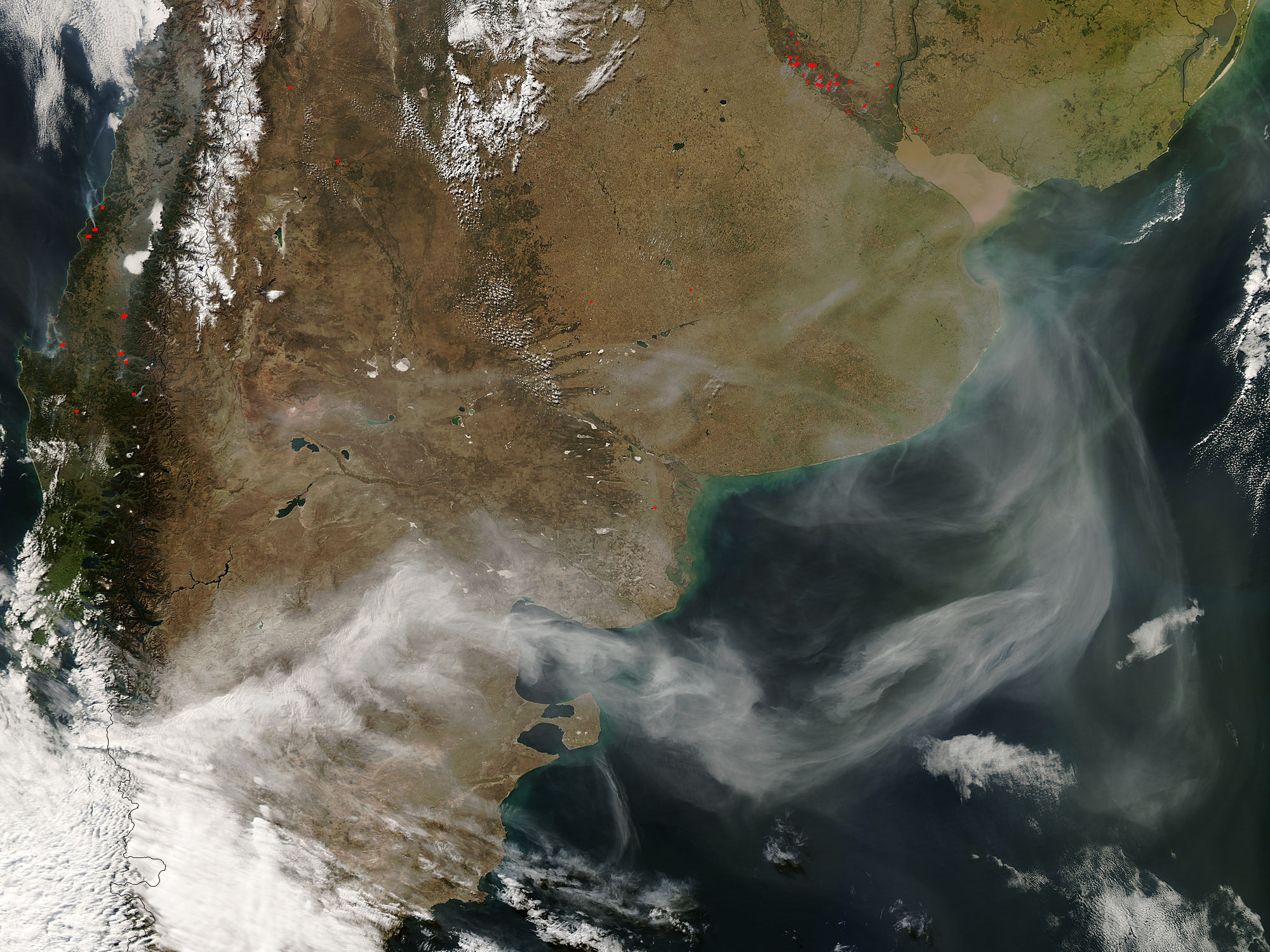 Ash plume from eruption of Chaiten volcano, Chile