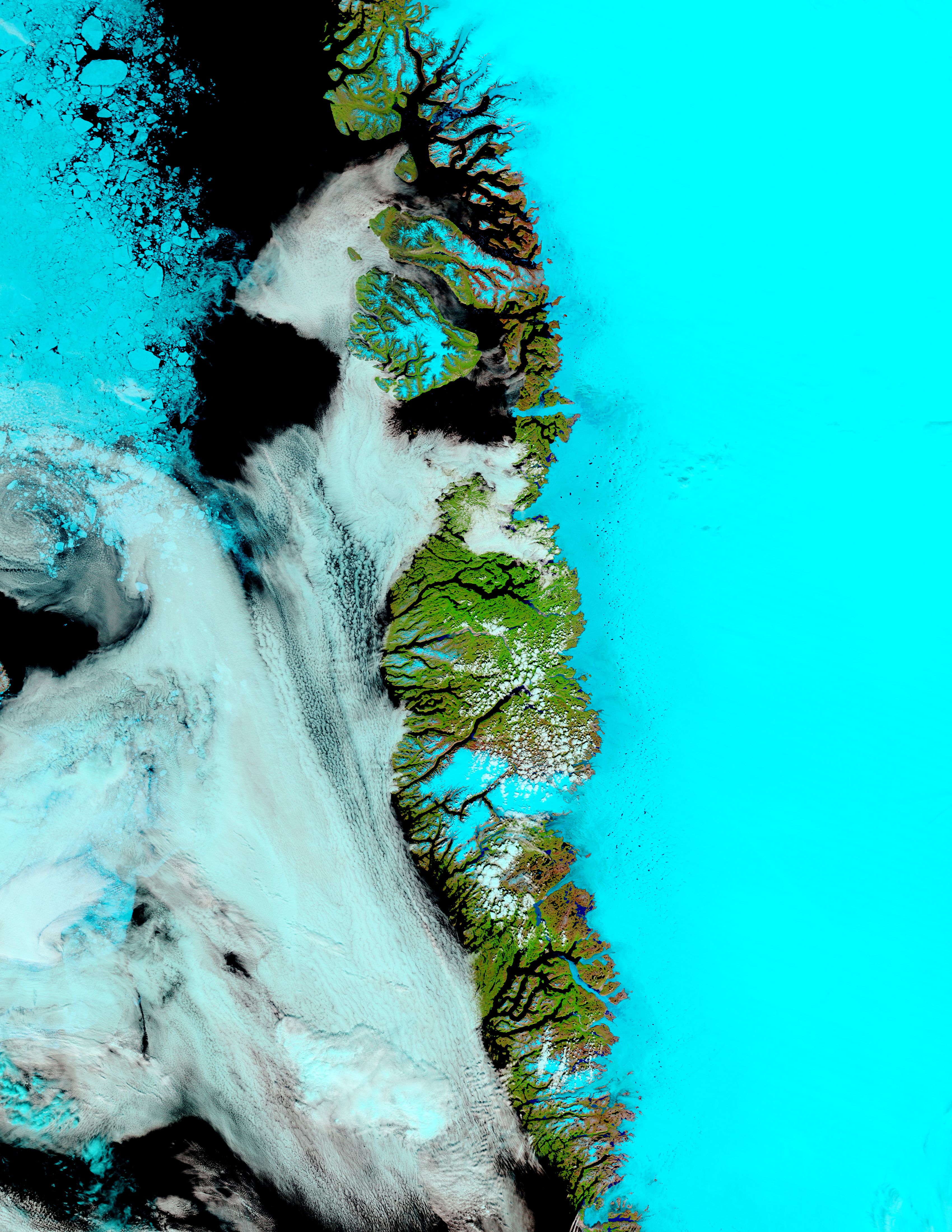 Meltwater ponds along Greenland West Coast (false color) - related image preview