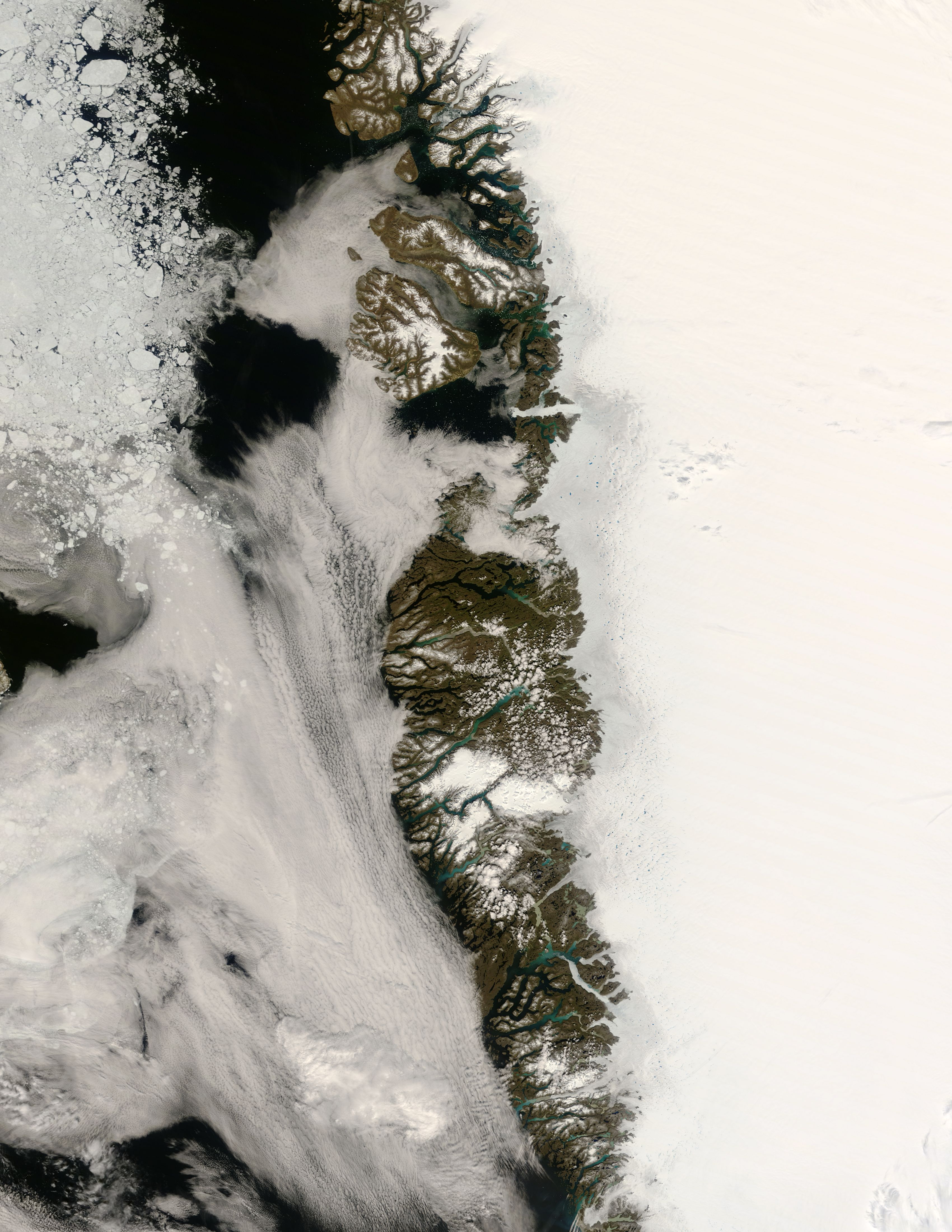 Meltwater ponds along Greenland West Coast