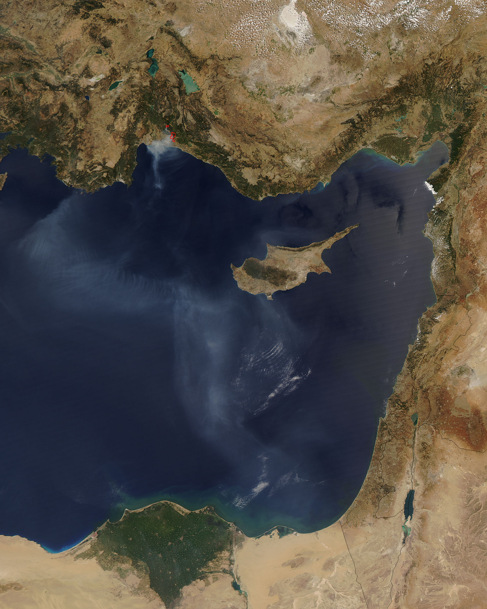 Smoke over the eastern Mediterranean Sea - related image preview