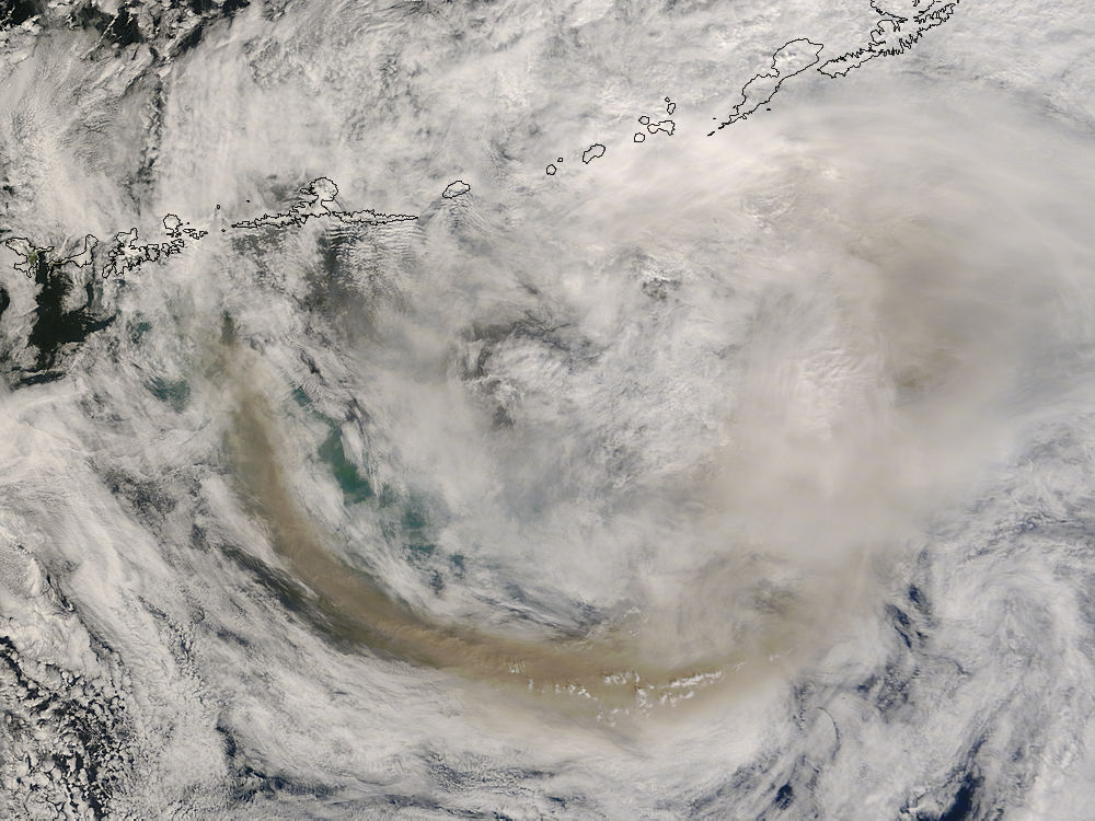 Plume from Kasatochi Volcano, Aleutian Islands (morning overpass) - related image preview
