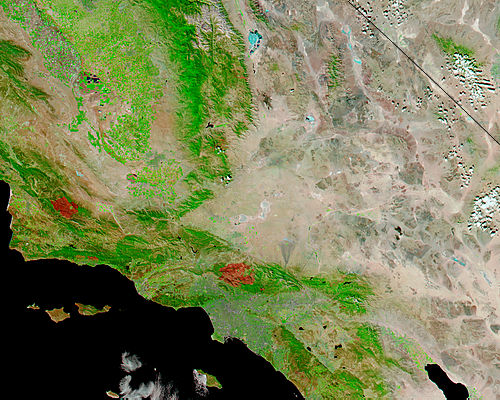 Burn scars near Los Angeles, California (false color) - related image preview